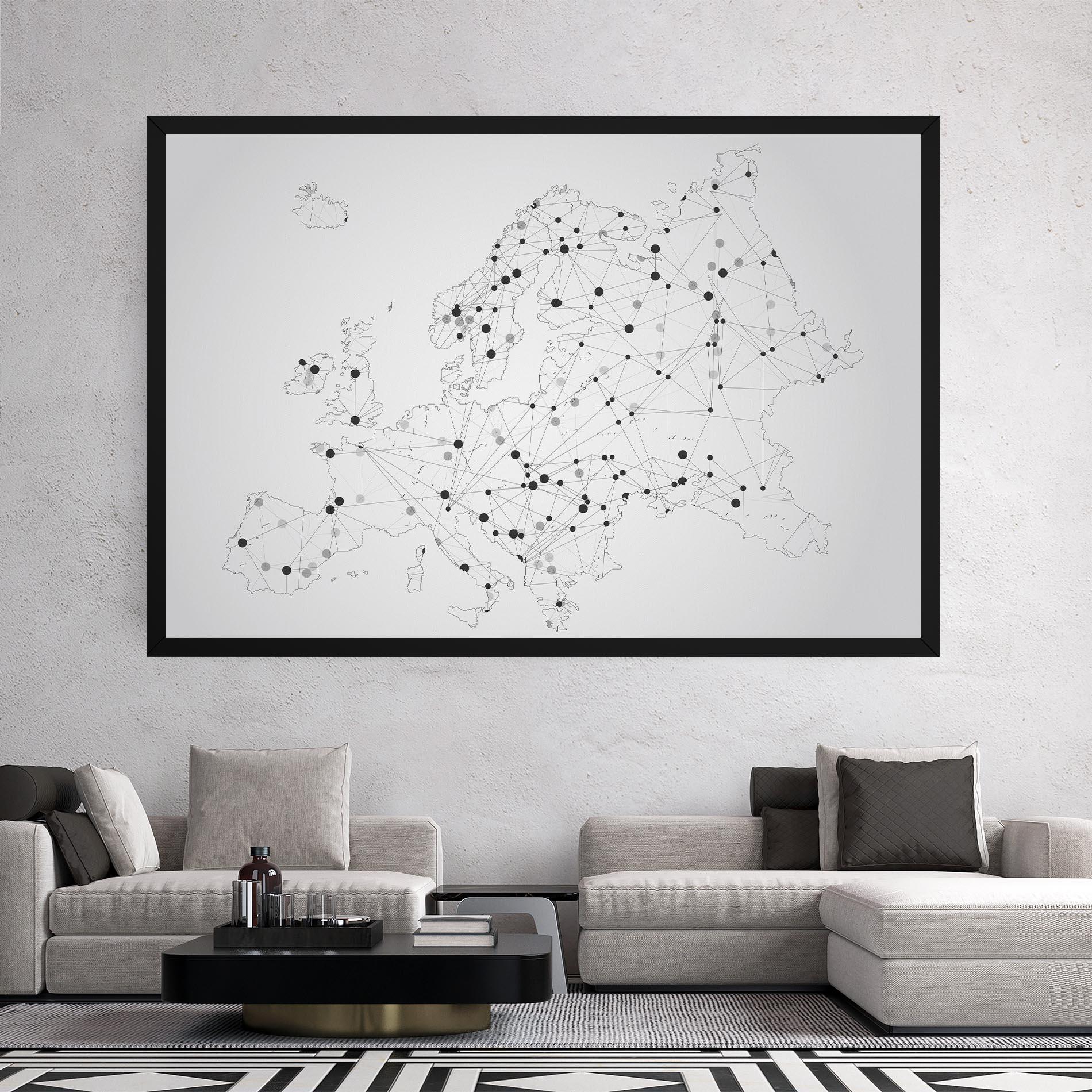 Vászonkép Europe Line Map mockup 2