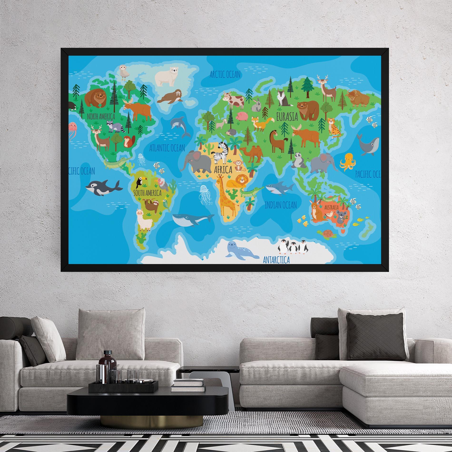 Vászonkép Worldwide Kids Map mockup 2
