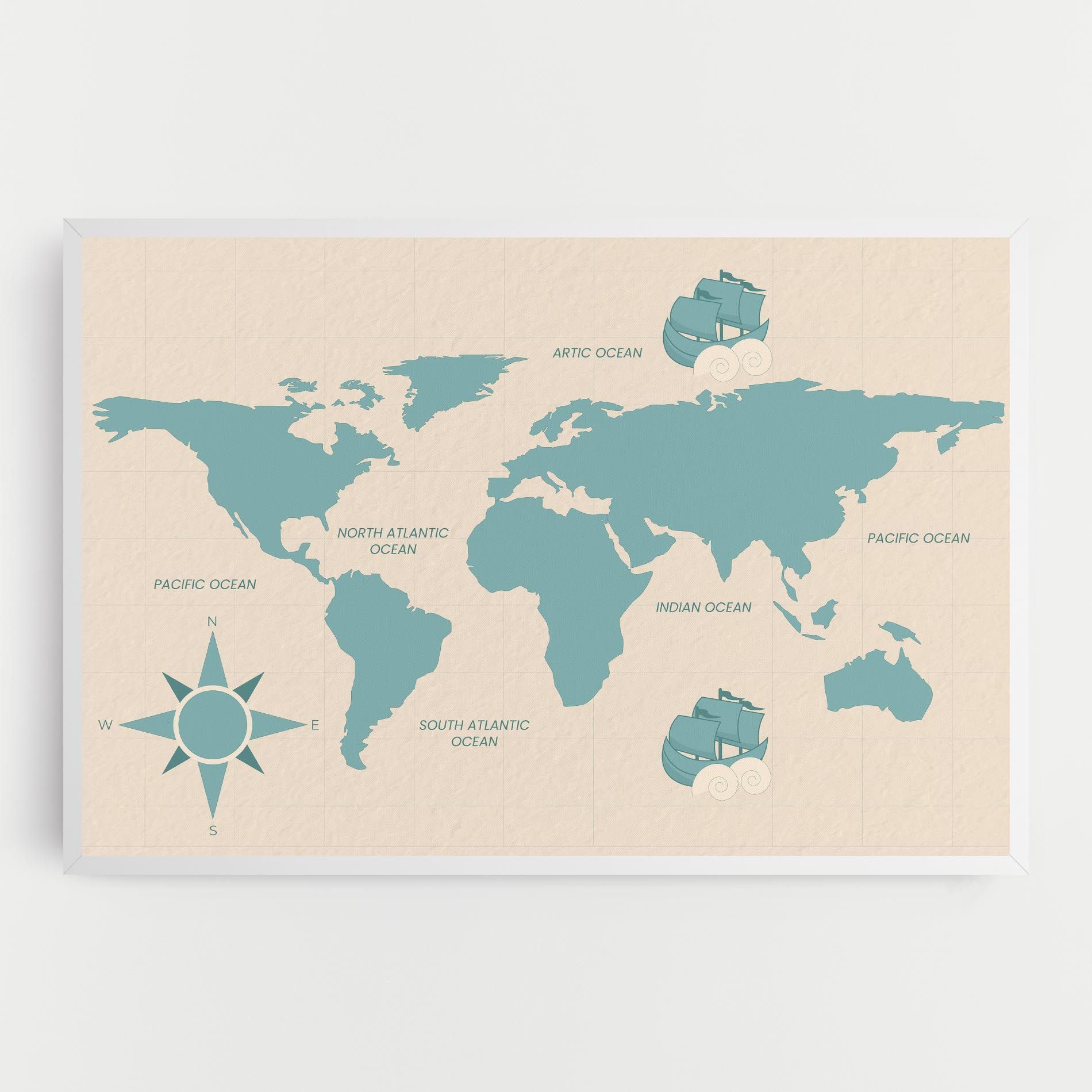 Cream Blue Map mockup 0