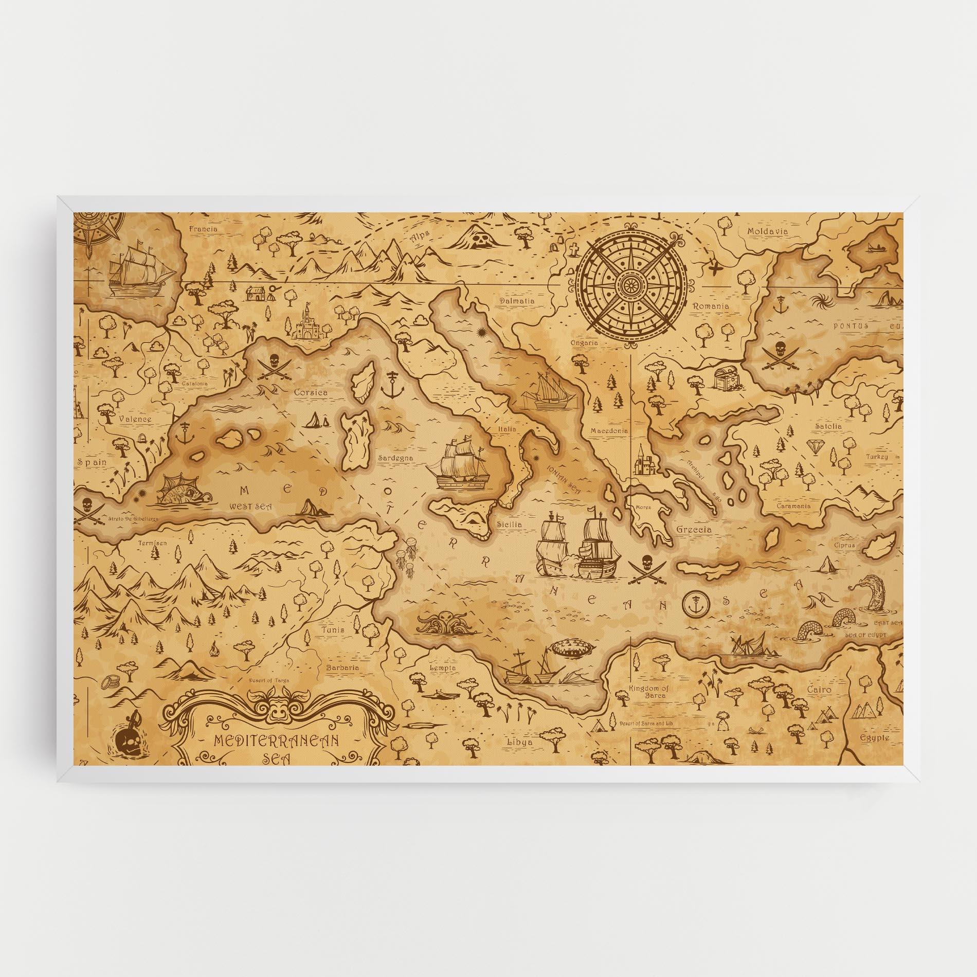 Vászonkép Cream Brown Map mockup 0