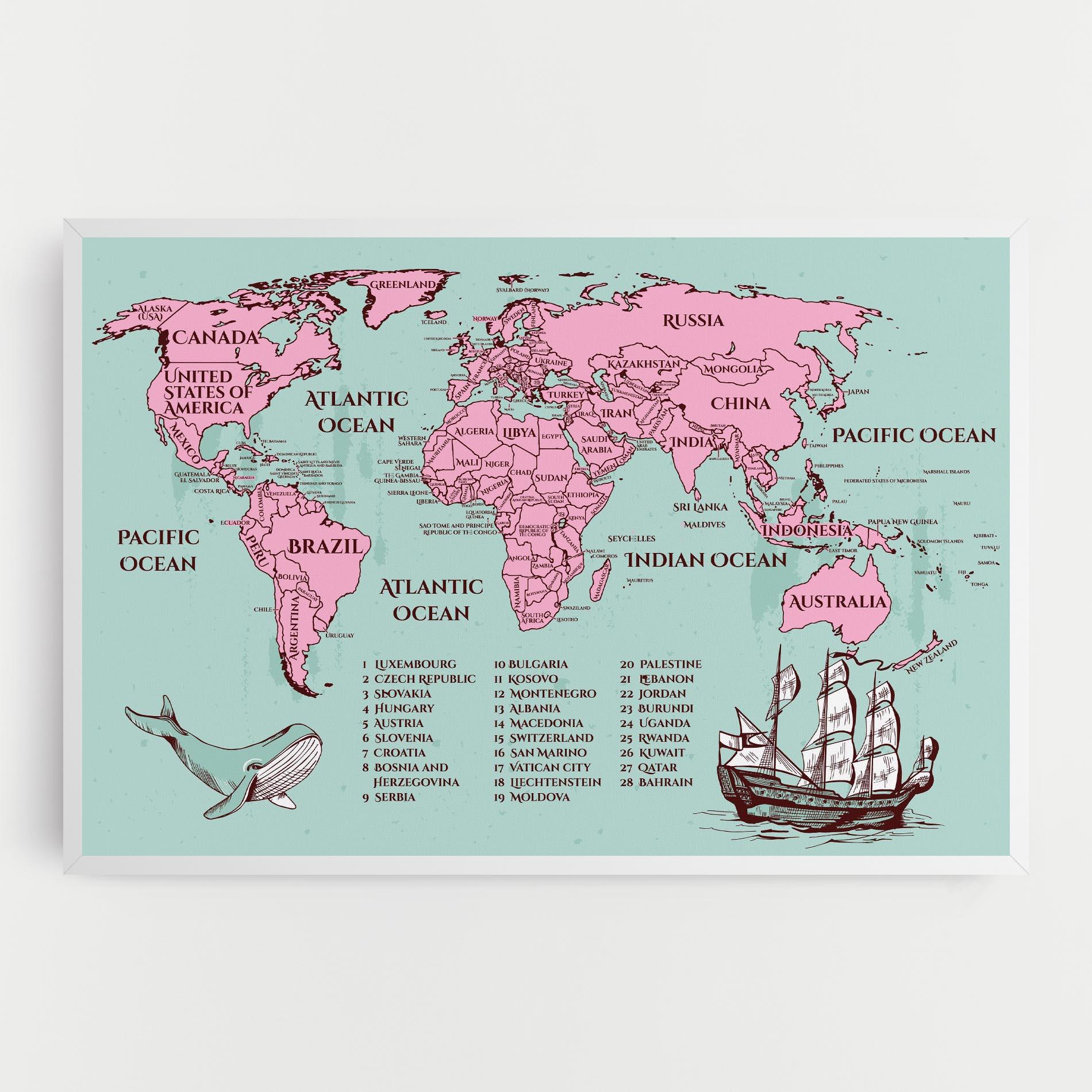 Vászonkép Pink Pirate Map mockup 0