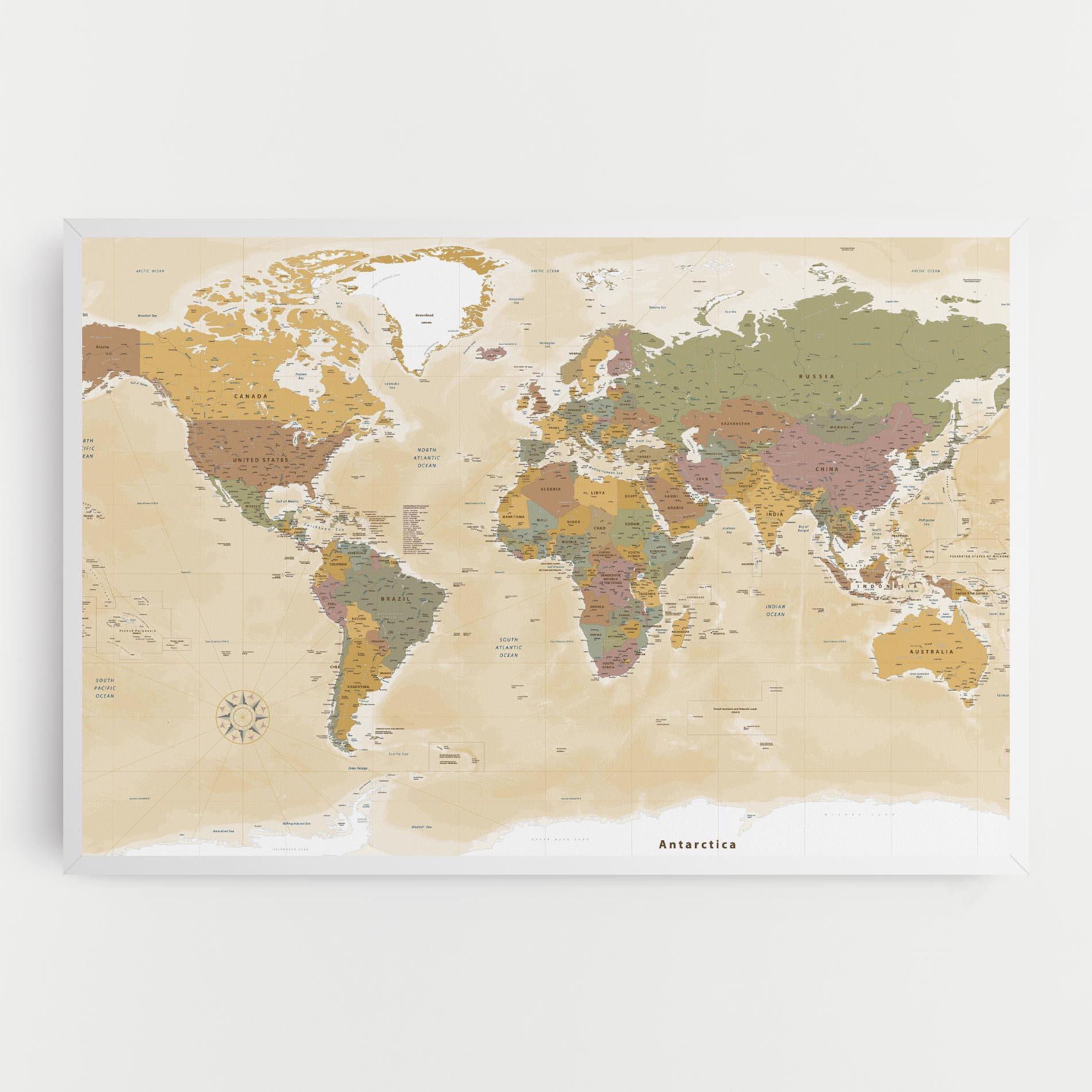 Vászonkép World Map Vintage mockup 0