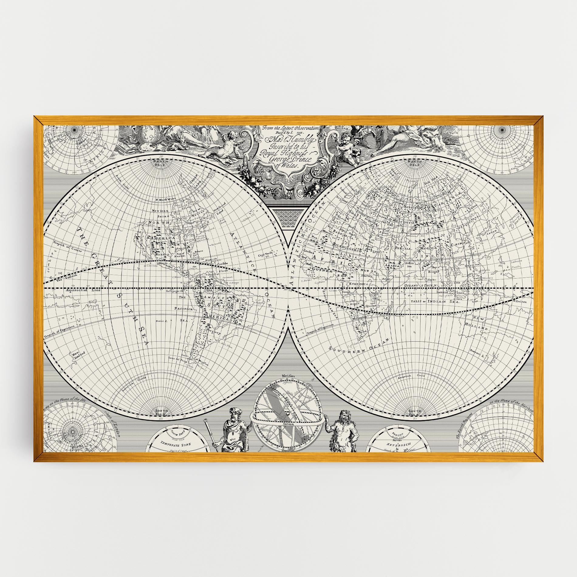 Vászonkép Black White Map mockup 0