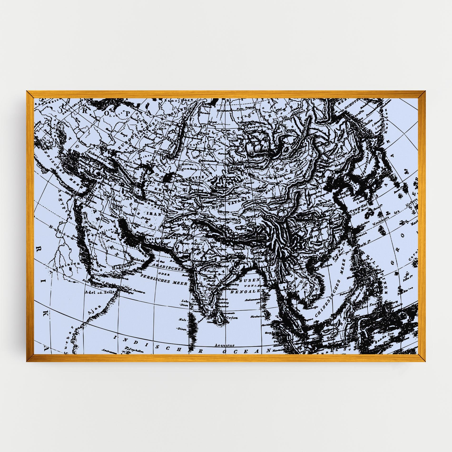 Vászonkép Blue Old Map mockup 0