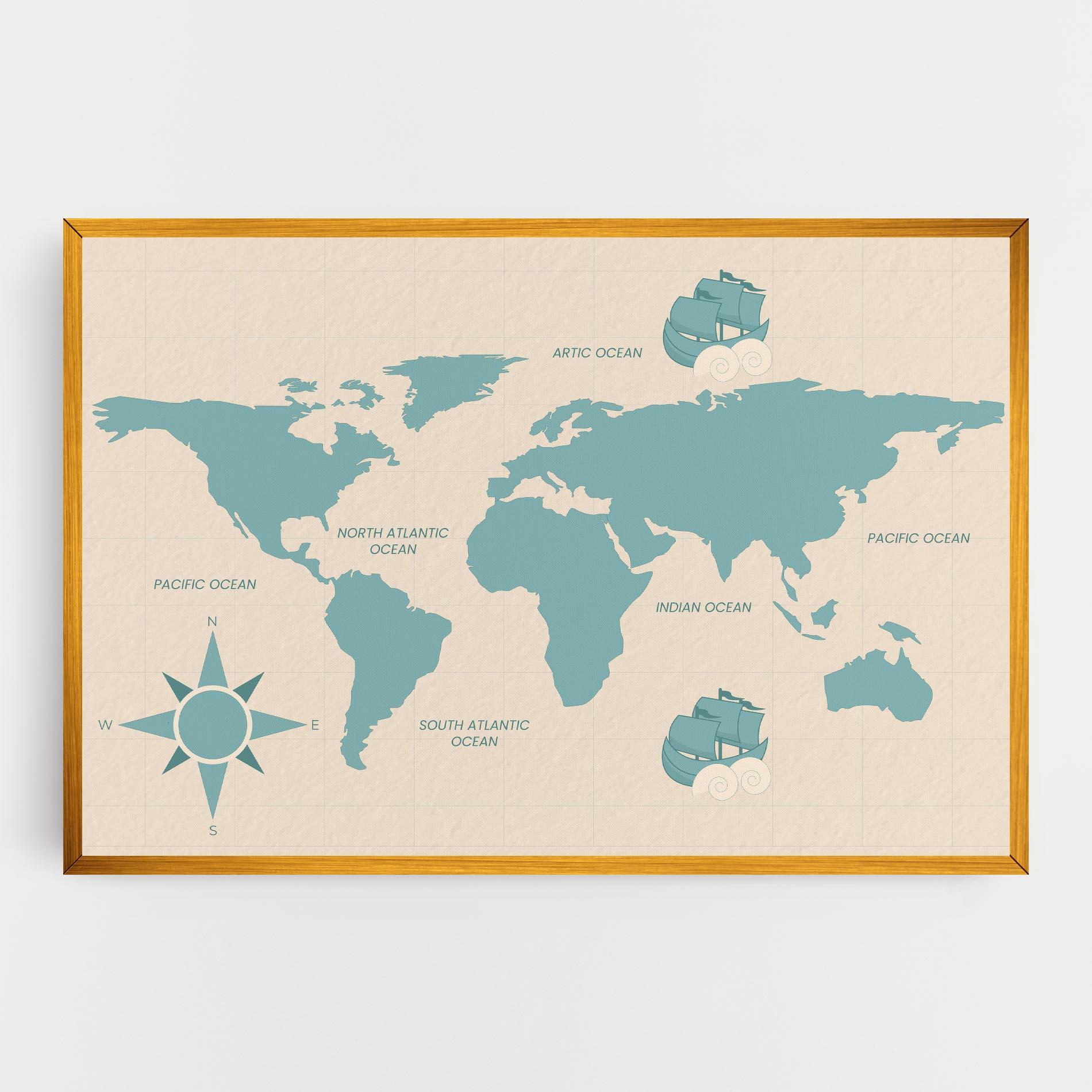 Vászonkép Cream Blue Map mockup 0