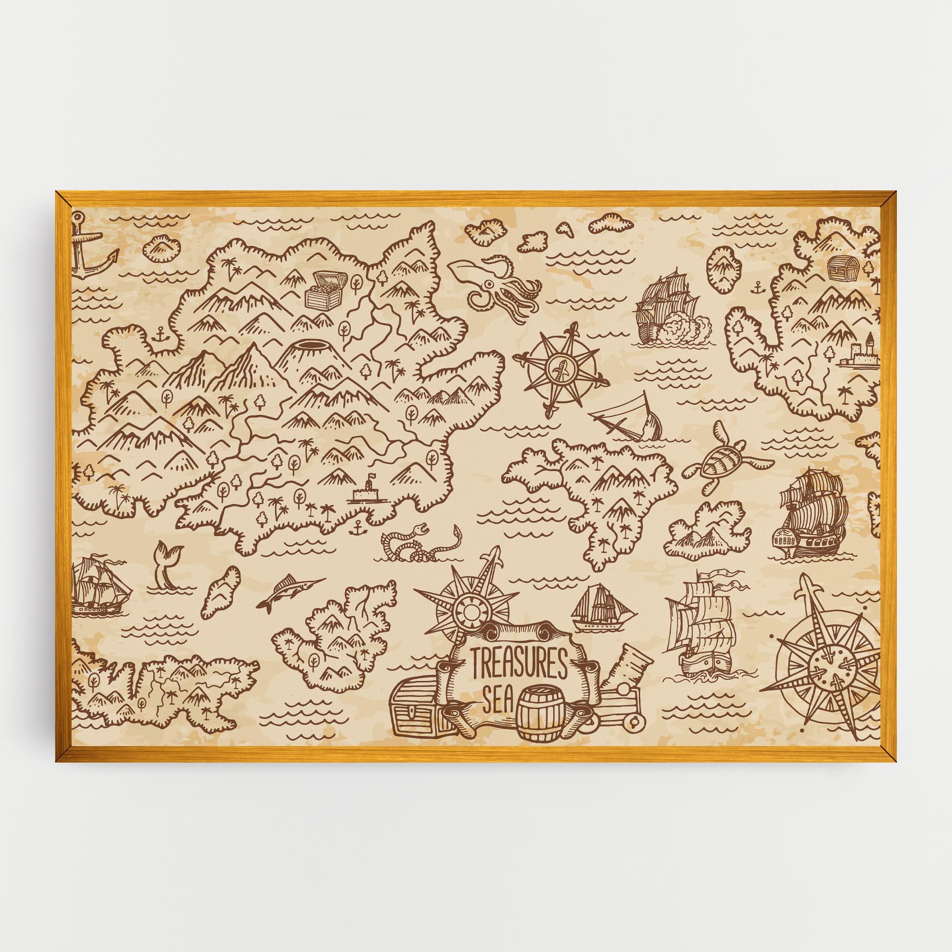 Vászonkép Cream Coffee Map mockup 0