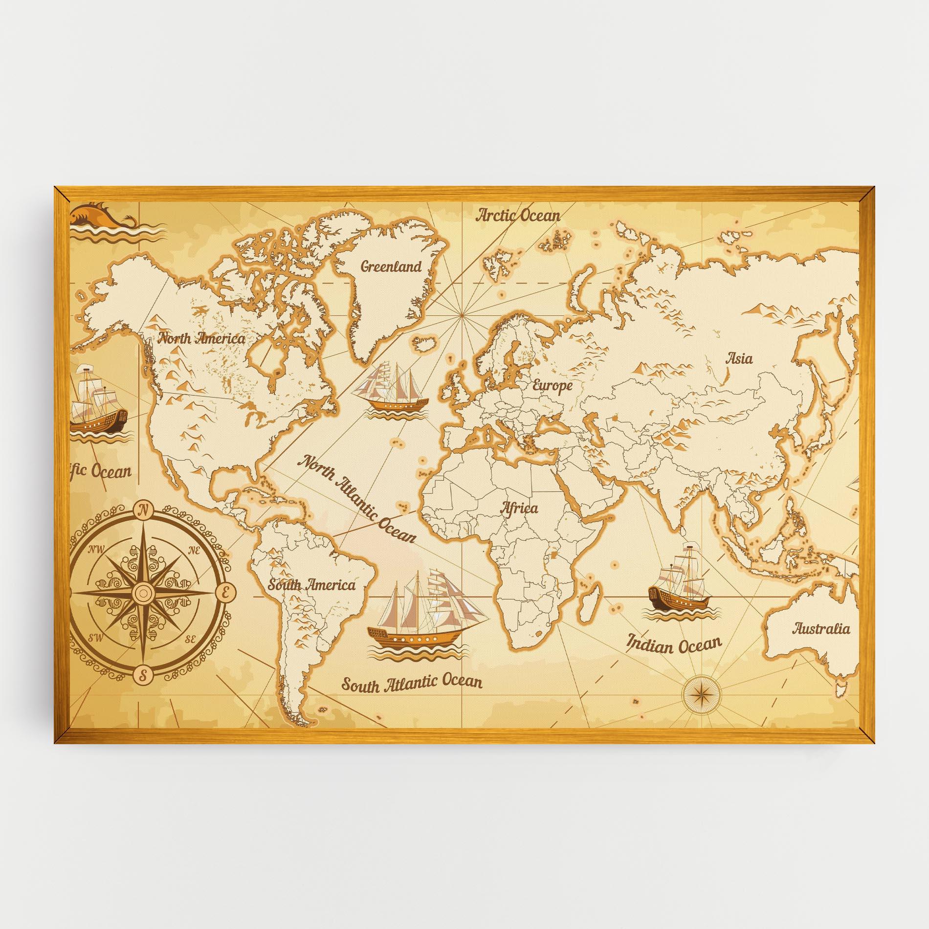 Vászonkép Gold Old Map mockup 0