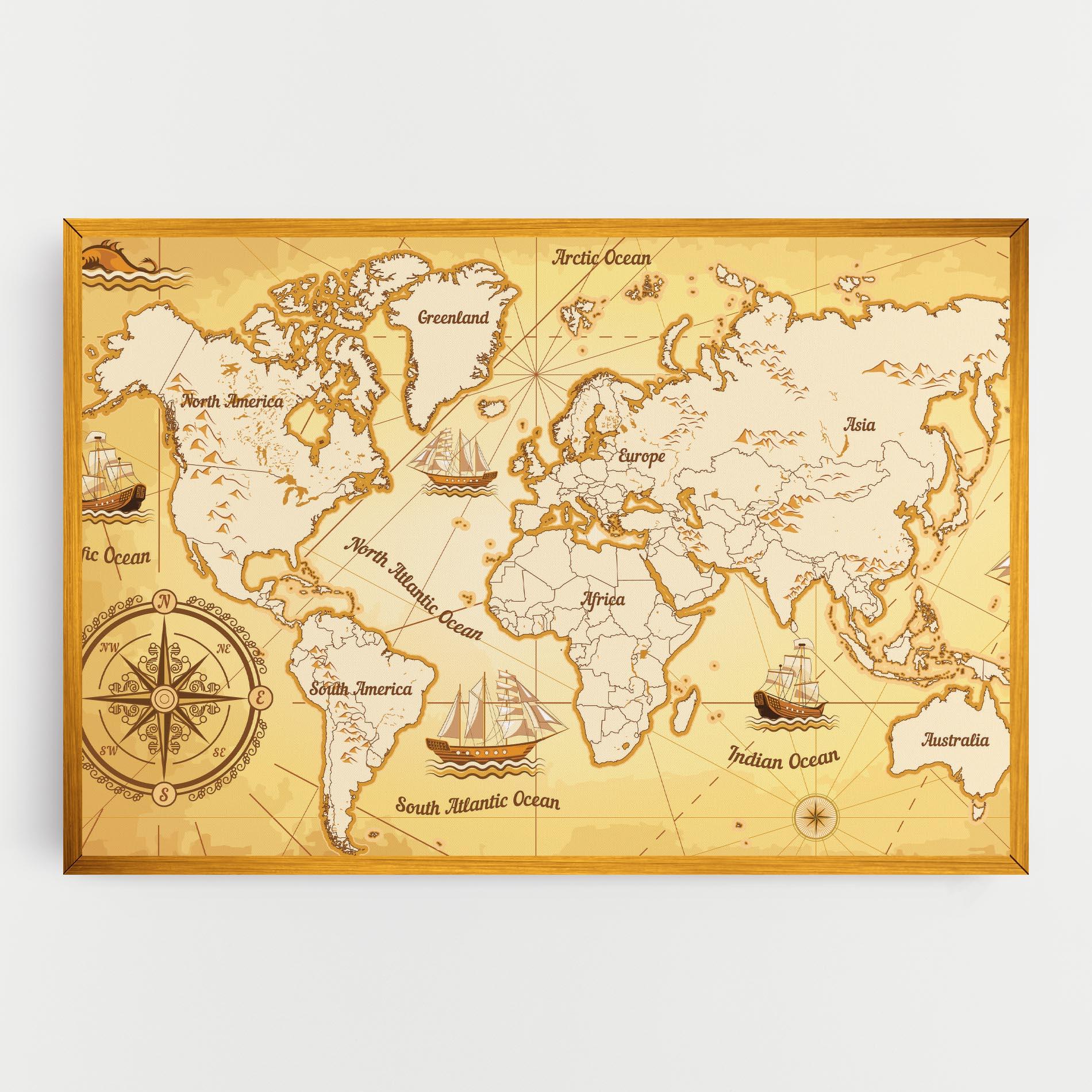 Vászonkép Gold Vintage Map mockup 0