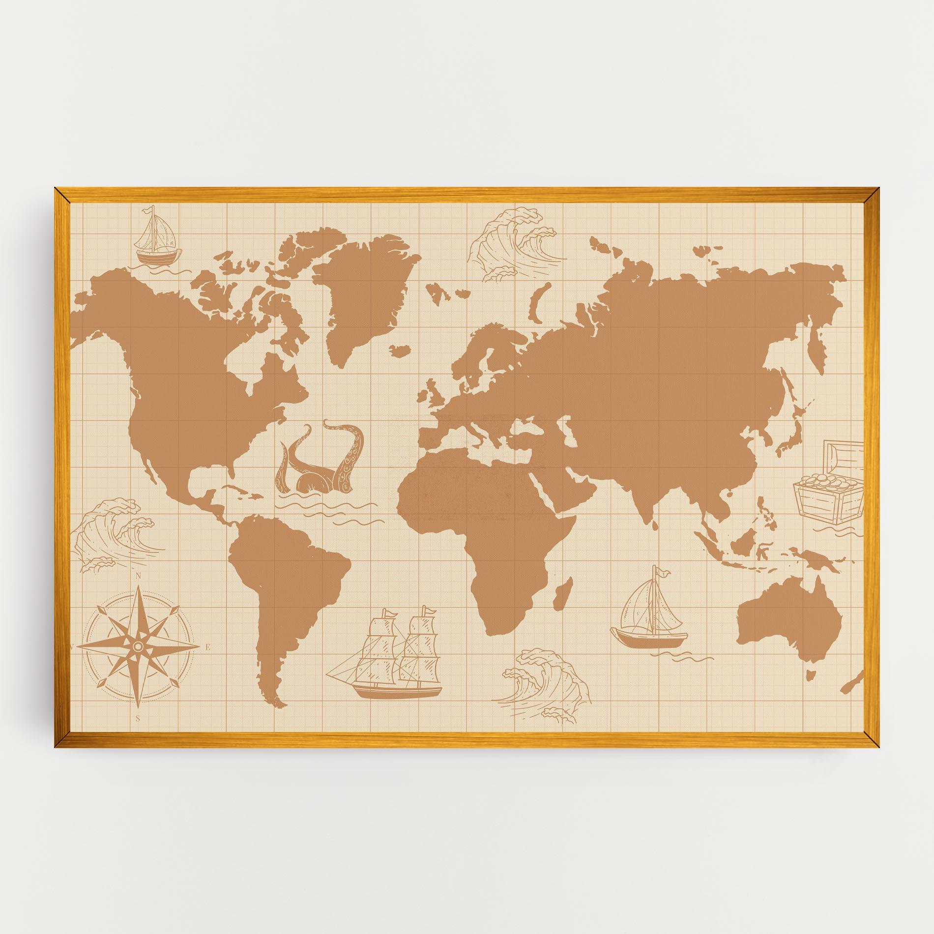 Vászonkép Light Cream Map mockup 0