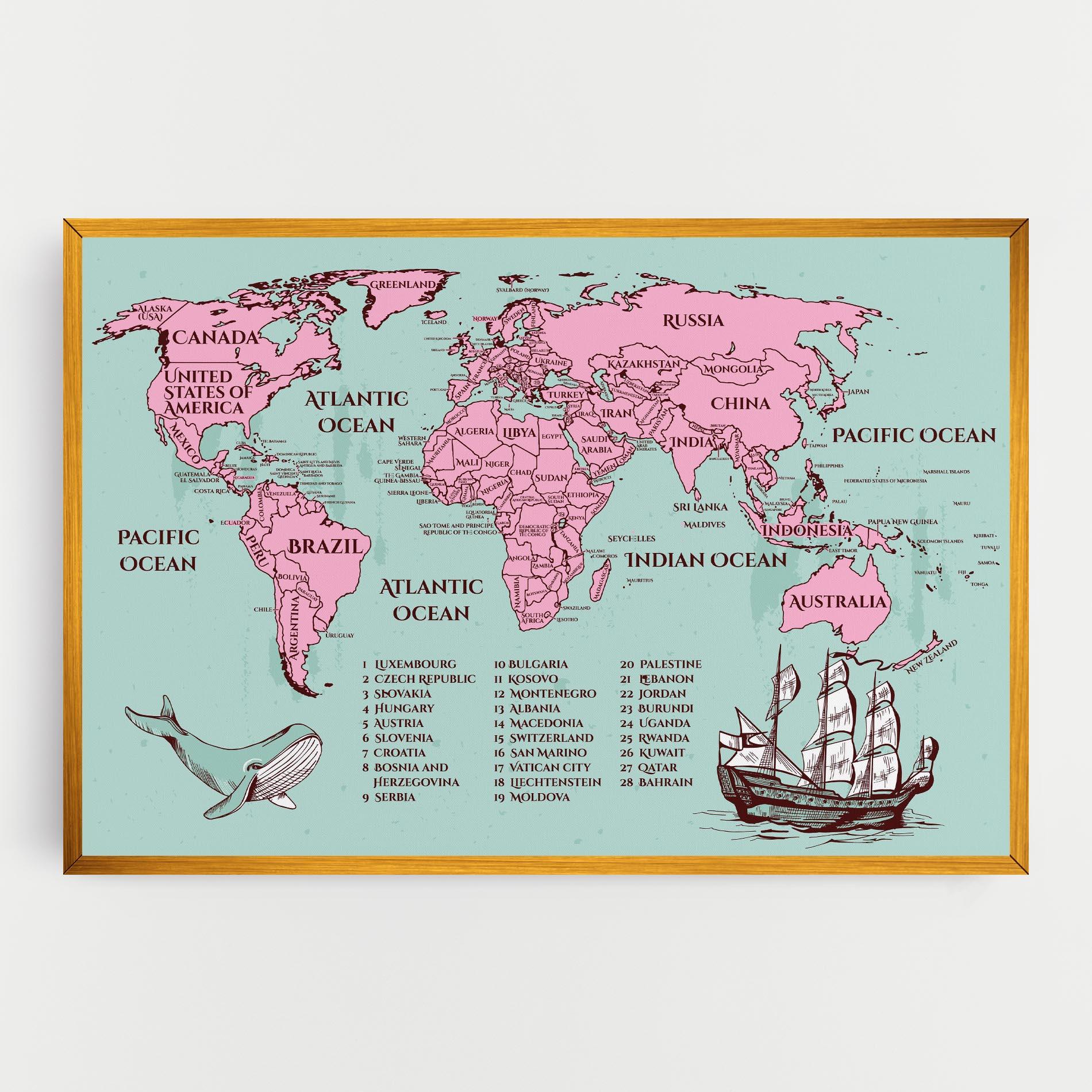 Vászonkép Pink Pirate Map mockup 0