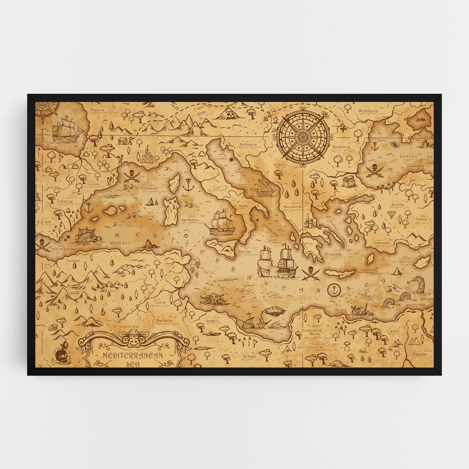 Vászonkép Cream Brown Map mockup 0