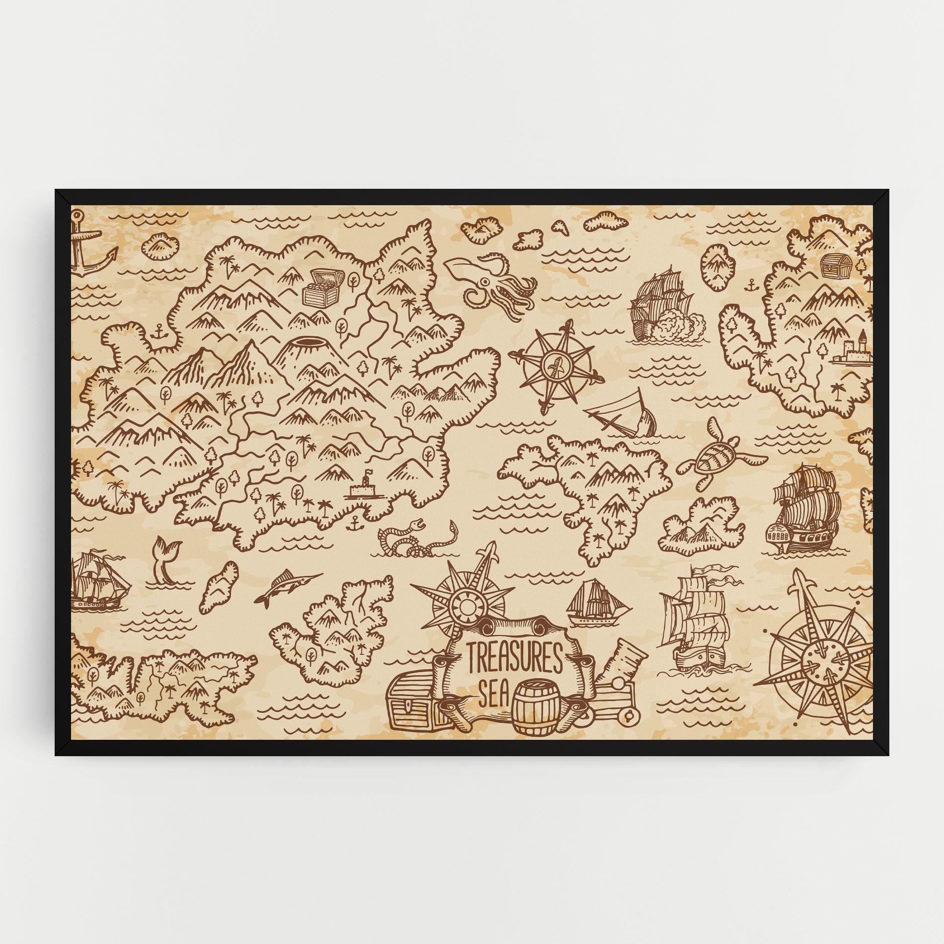 Vászonkép Cream Coffee Map mockup 0