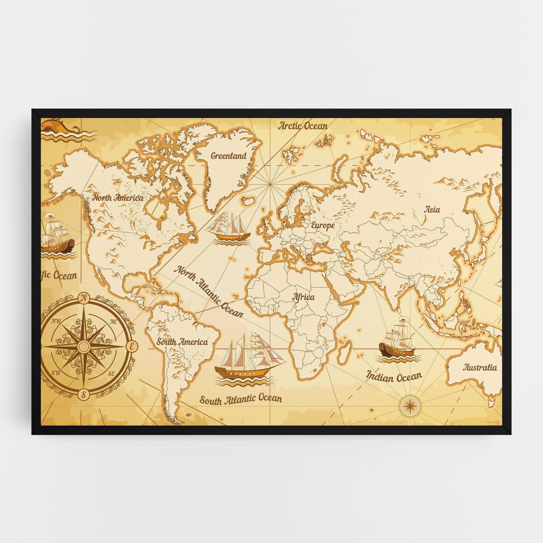 Vászonkép Gold Old Map mockup 0
