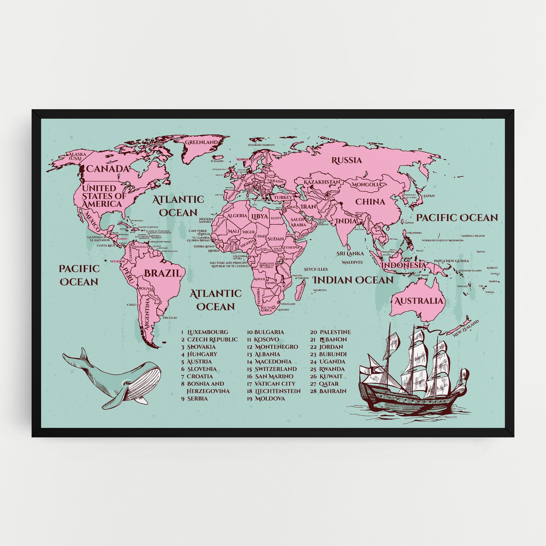 Vászonkép Pink Pirate Map mockup 0