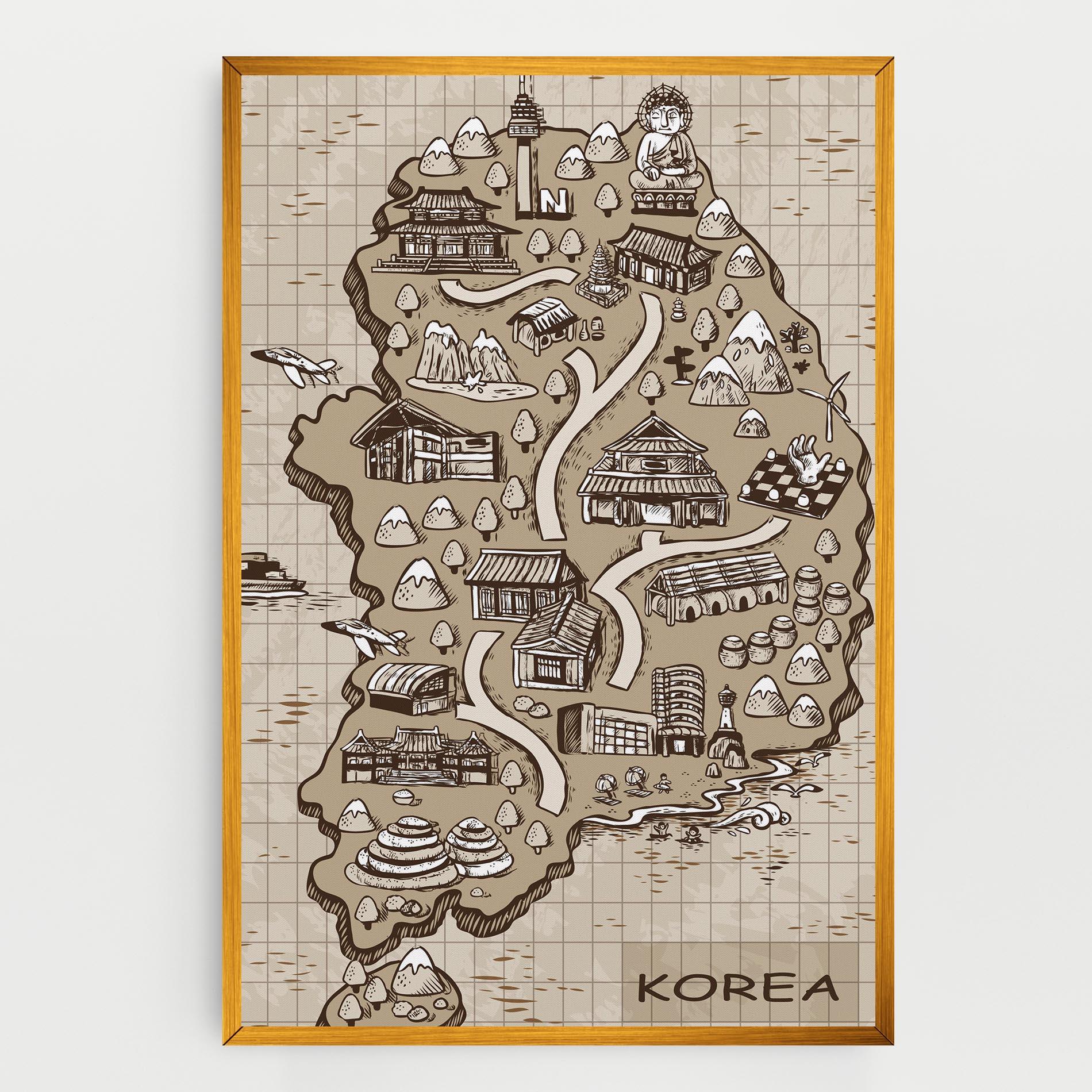 Vászonkép Old Korea Map mockup 0