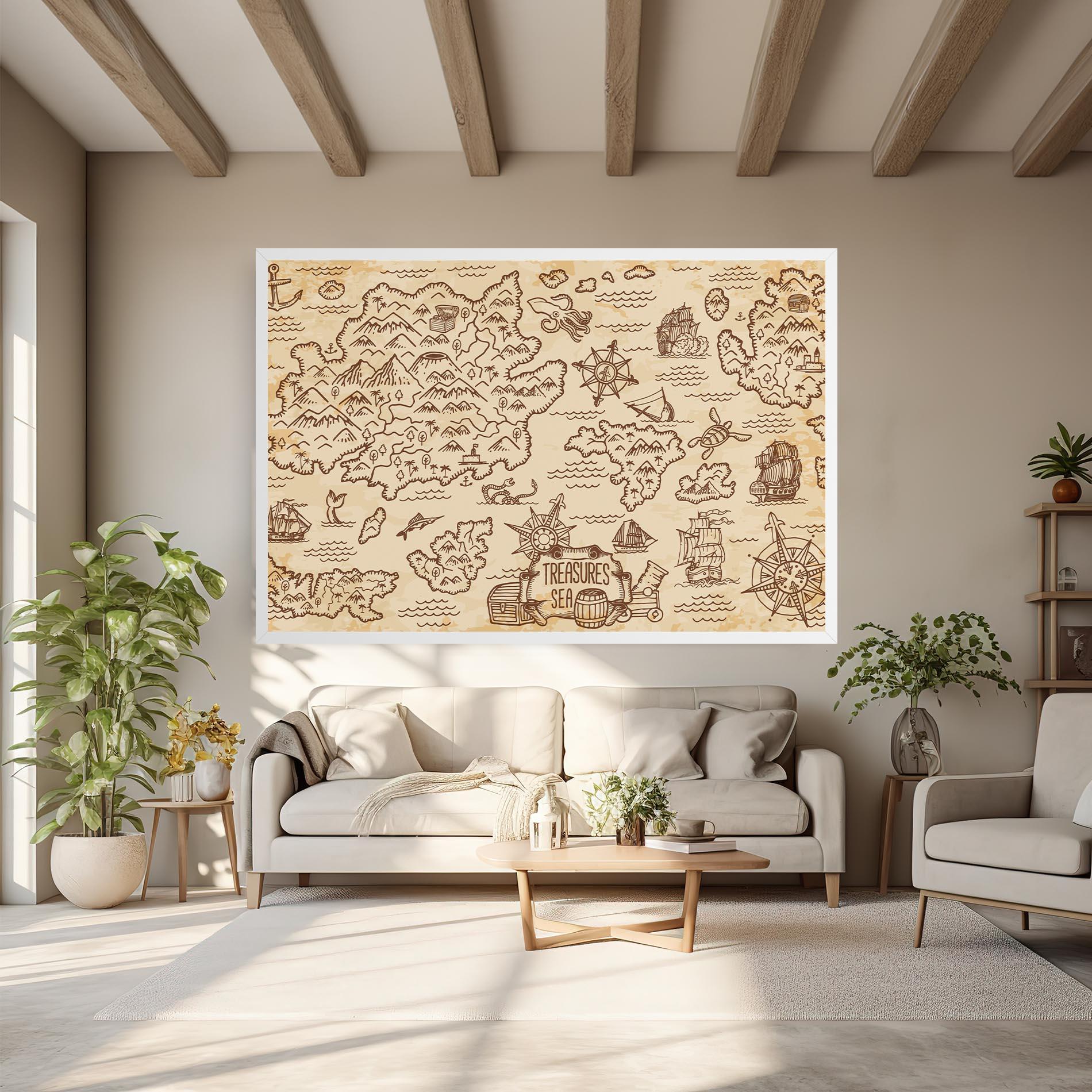 Vászonkép Cream Coffee Map mockup 6