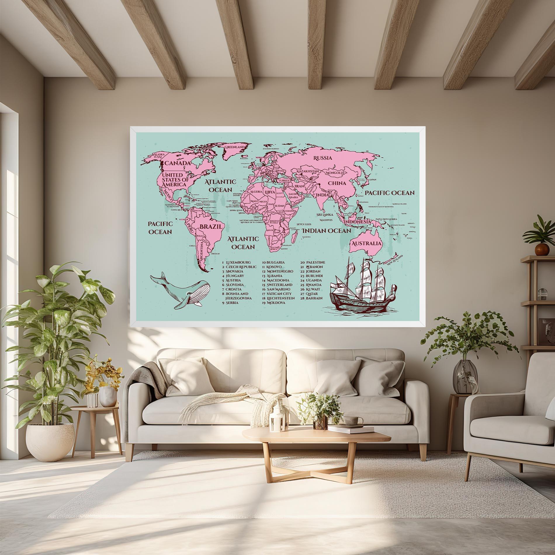 Vászonkép Pink Pirate Map mockup 6