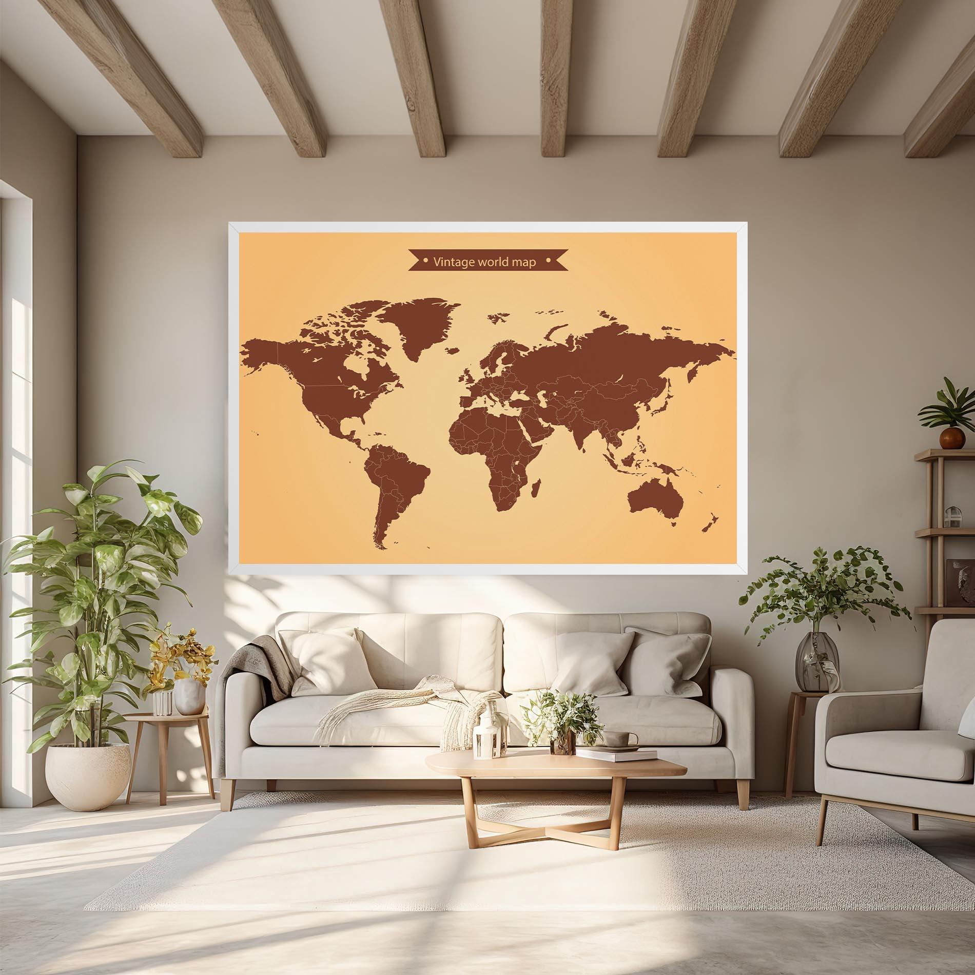 Vászonkép Vintage World Map mockup 6