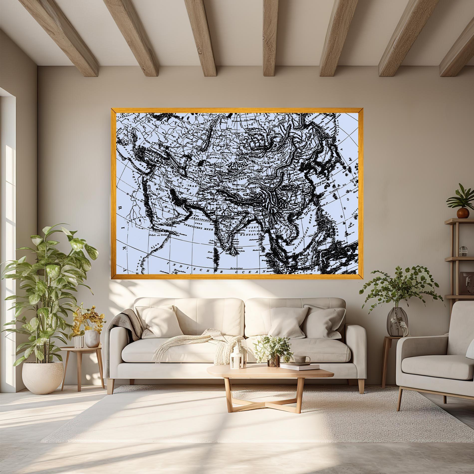 Vászonkép Blue Old Map mockup 6