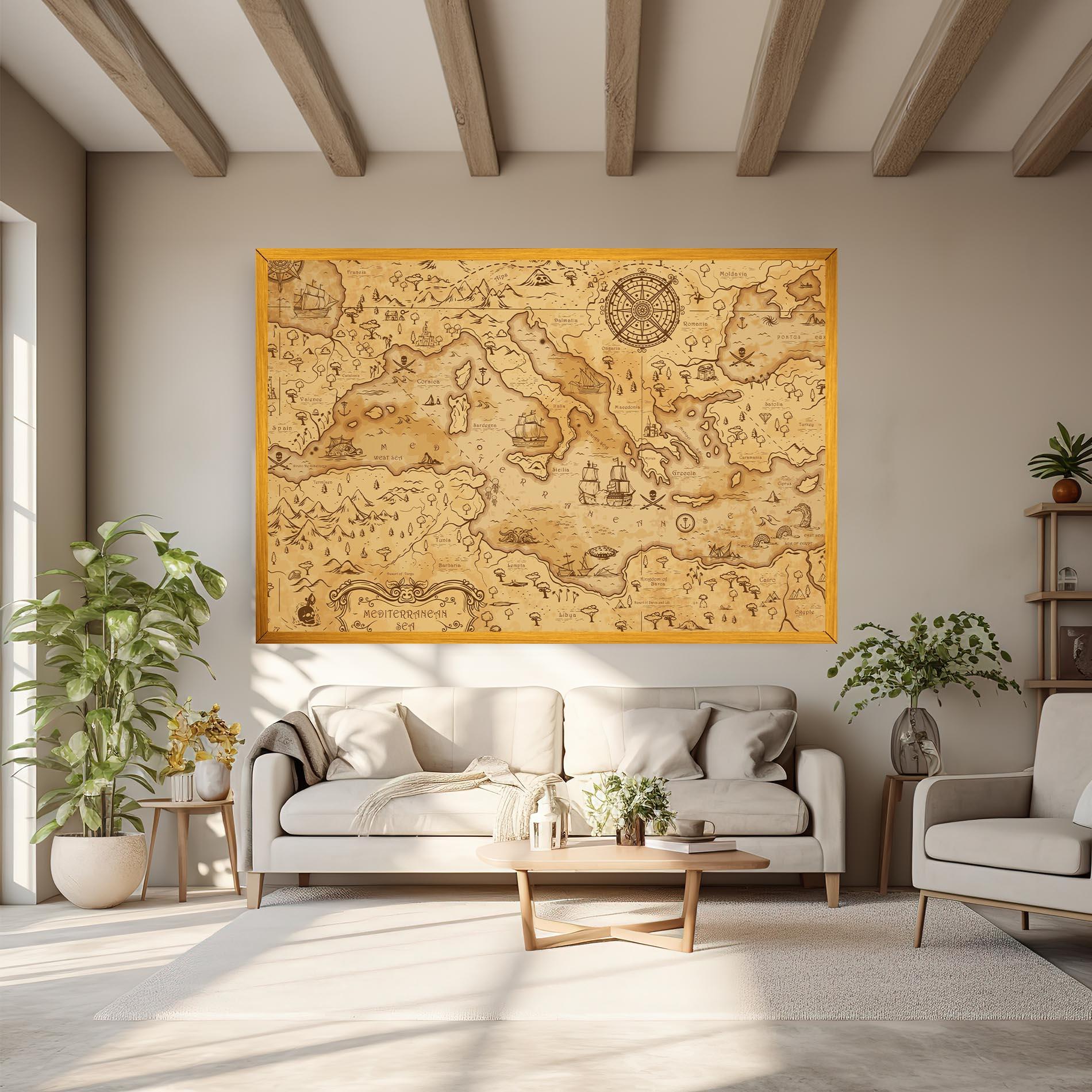 Vászonkép Cream Brown Map mockup 6