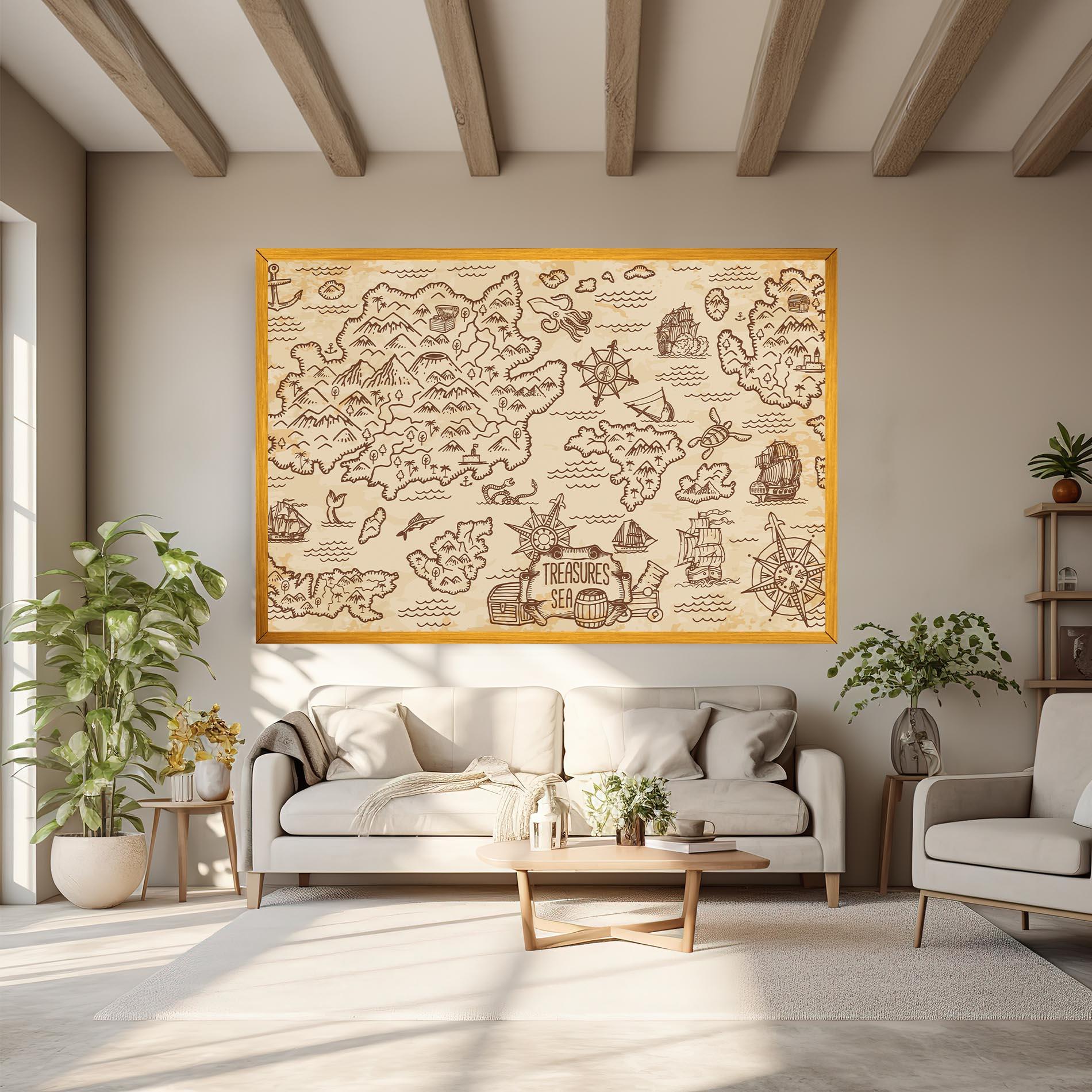 Vászonkép Cream Coffee Map mockup 6