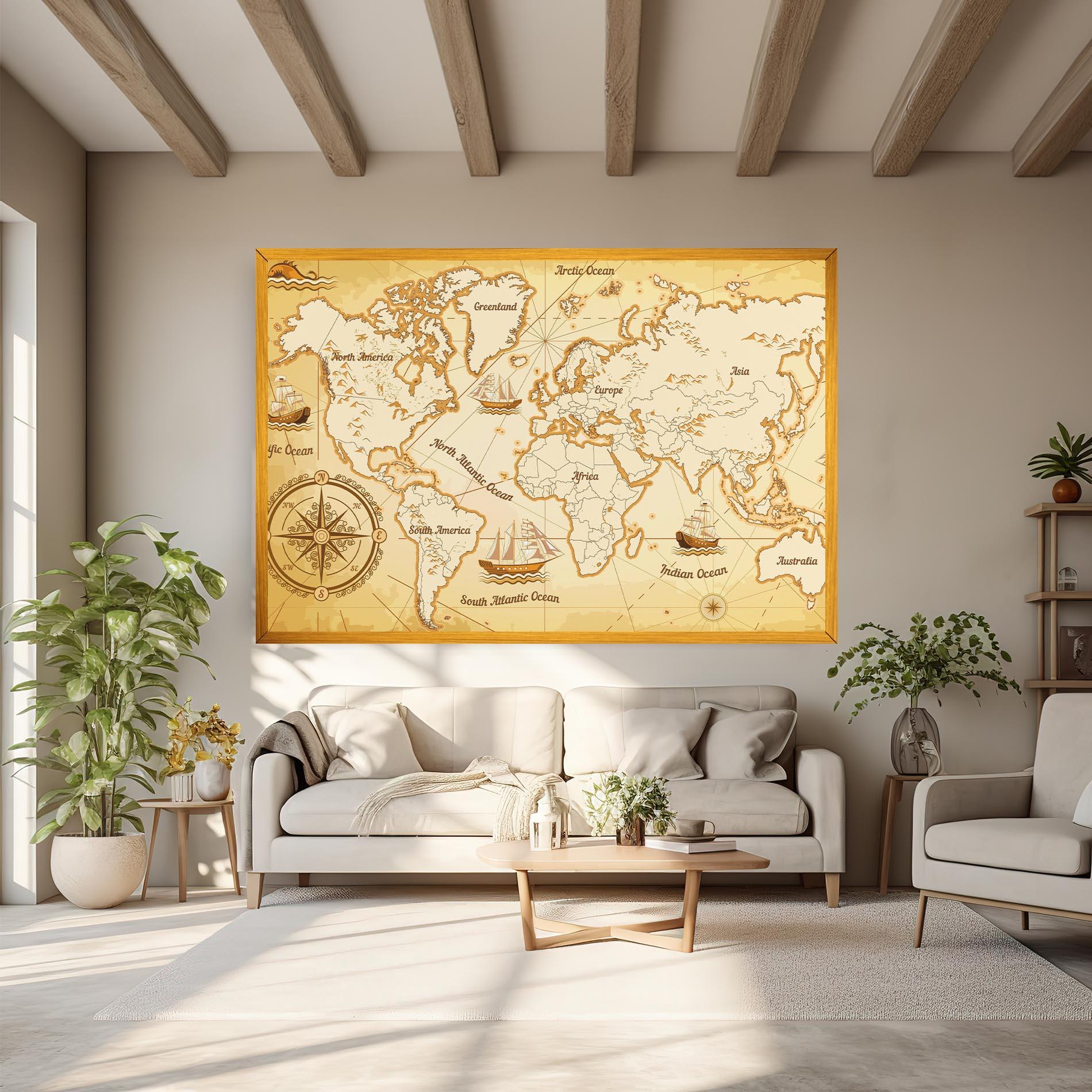 Vászonkép Gold Old Map mockup 6