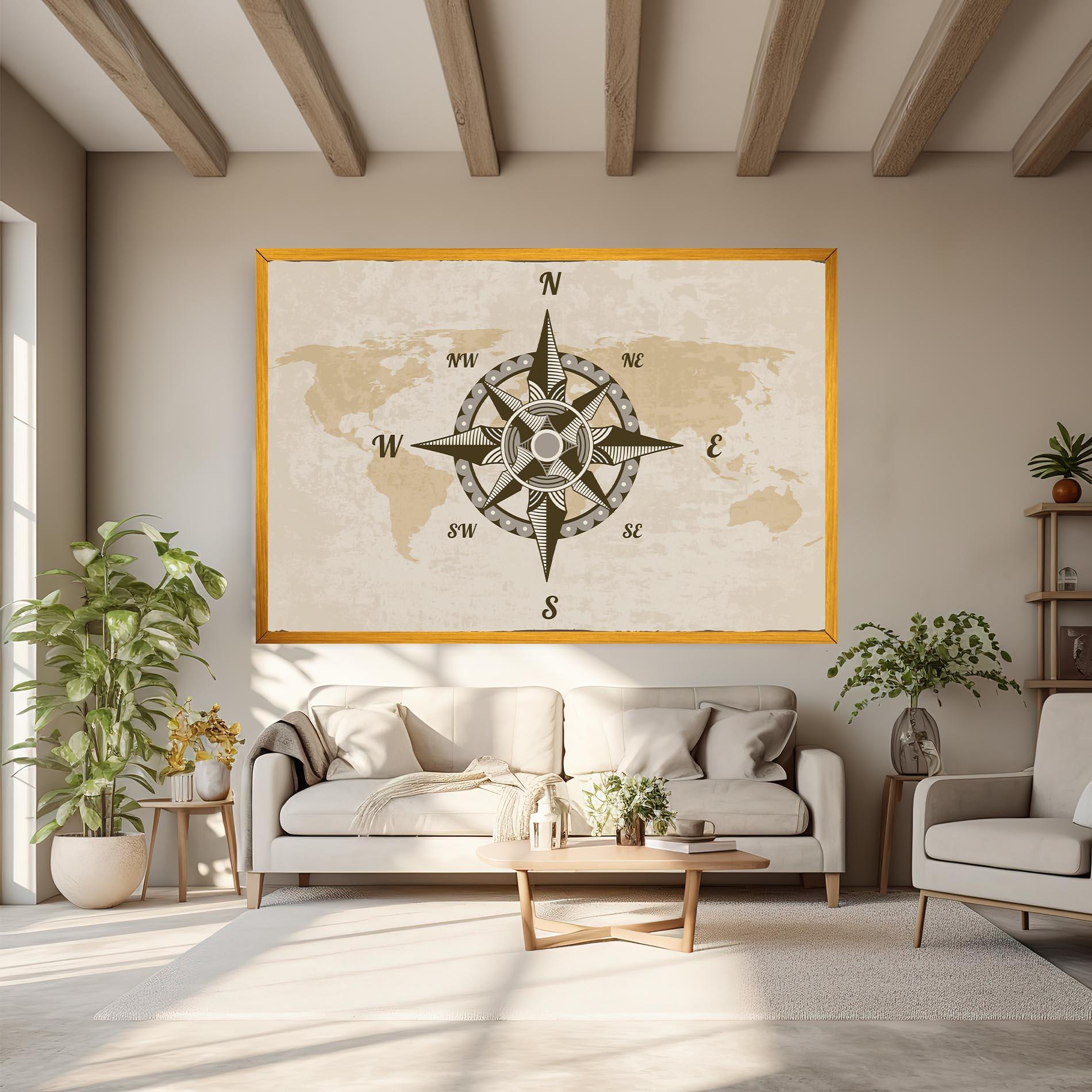 Vászonkép Nautical Compass mockup 6
