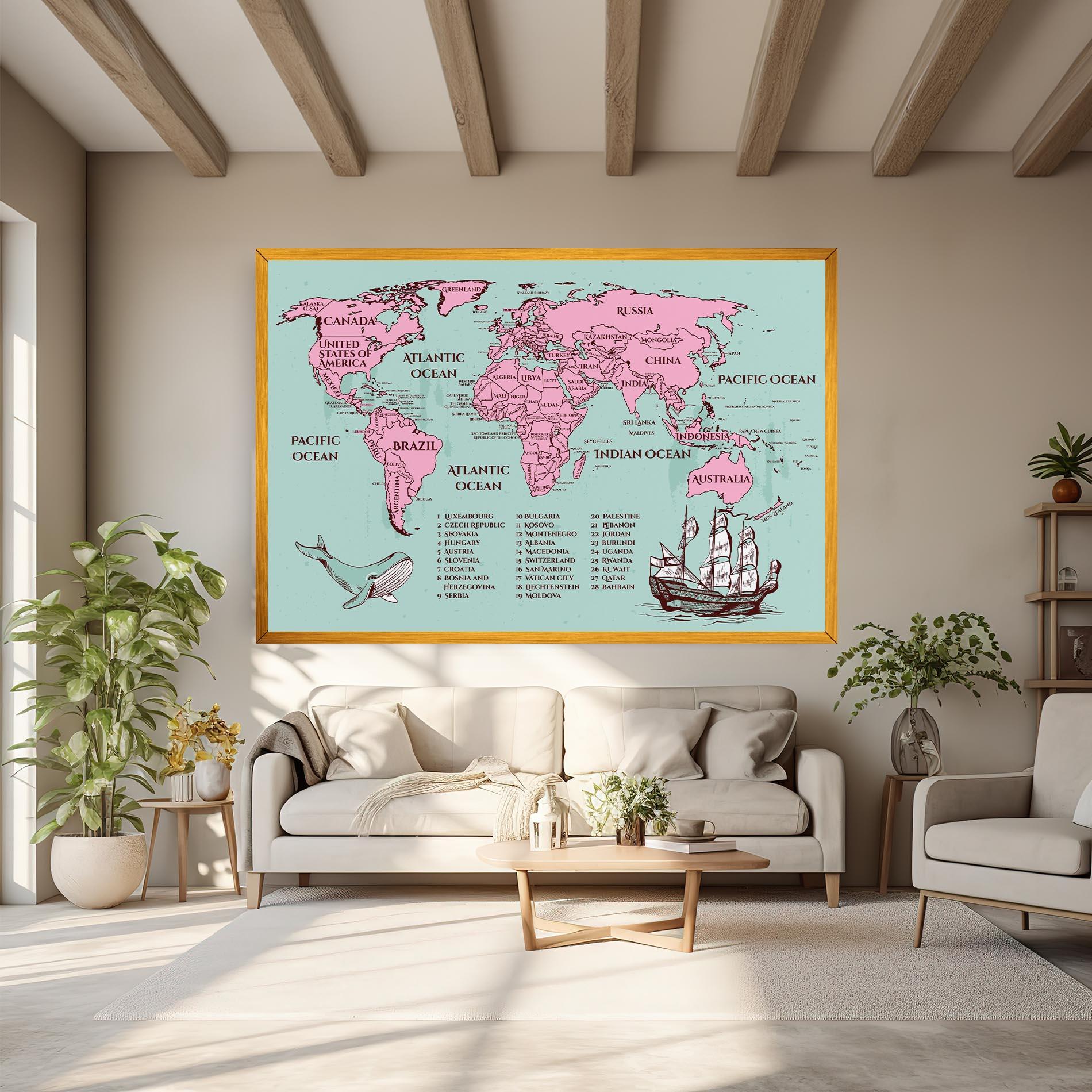Vászonkép Pink Pirate Map mockup 6