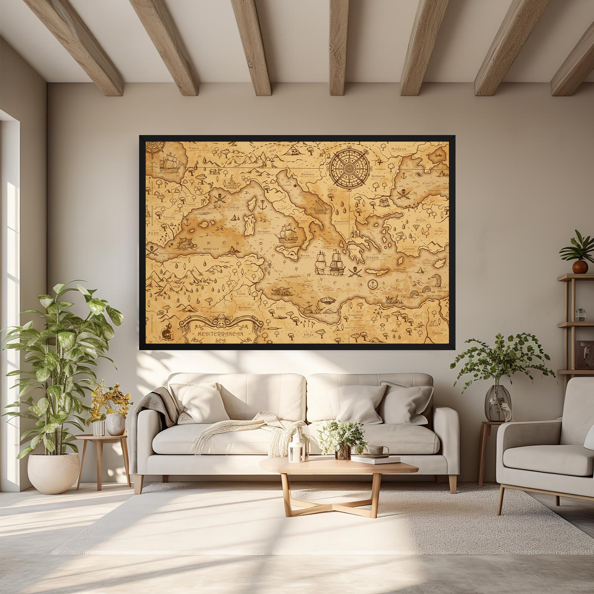 Vászonkép Cream Brown Map mockup 6