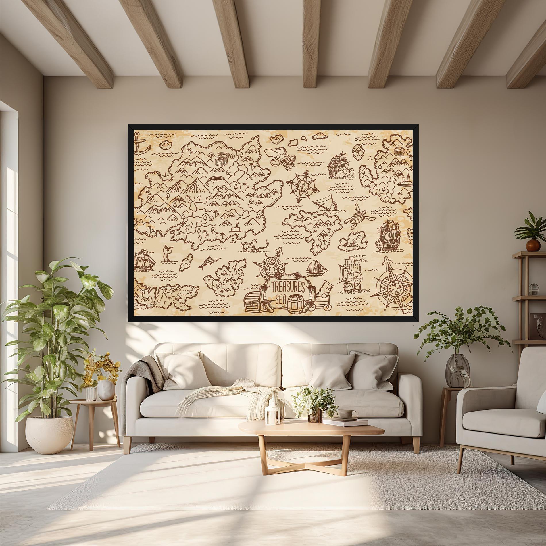 Vászonkép Cream Coffee Map mockup 6