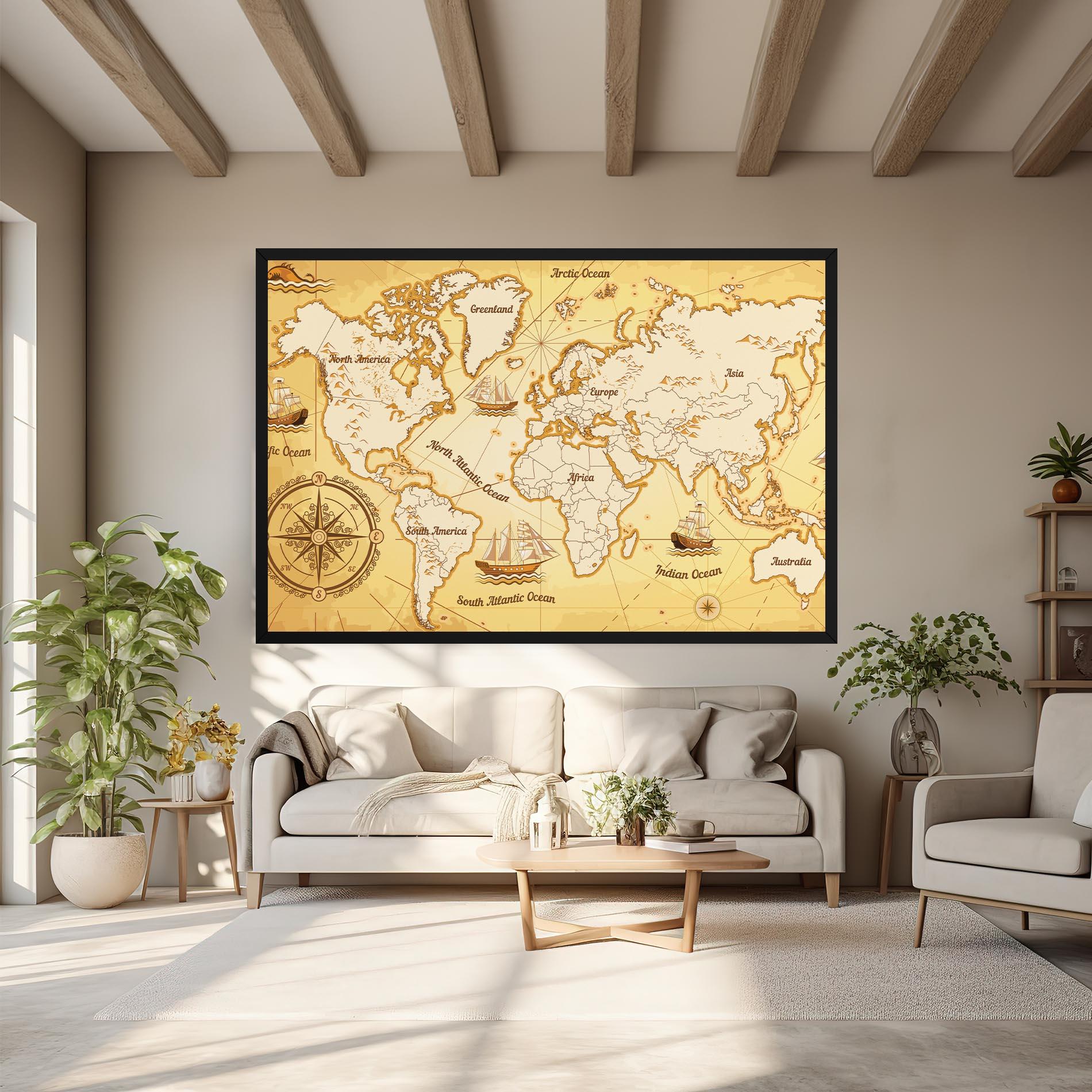 Vászonkép Gold Vintage Map mockup 6