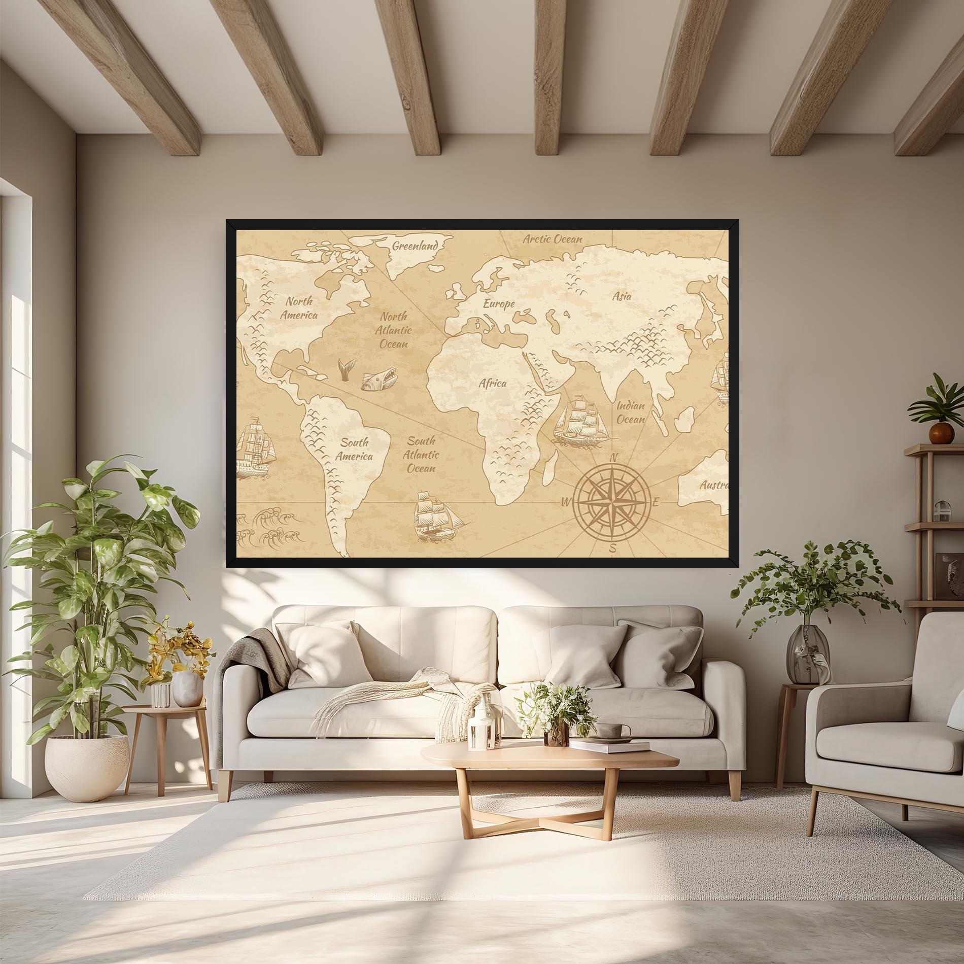 Vászonkép Old Continents Map mockup 6
