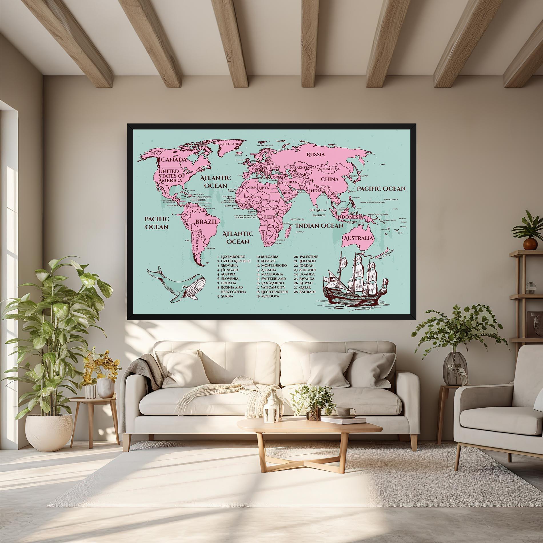 Vászonkép Pink Pirate Map mockup 6
