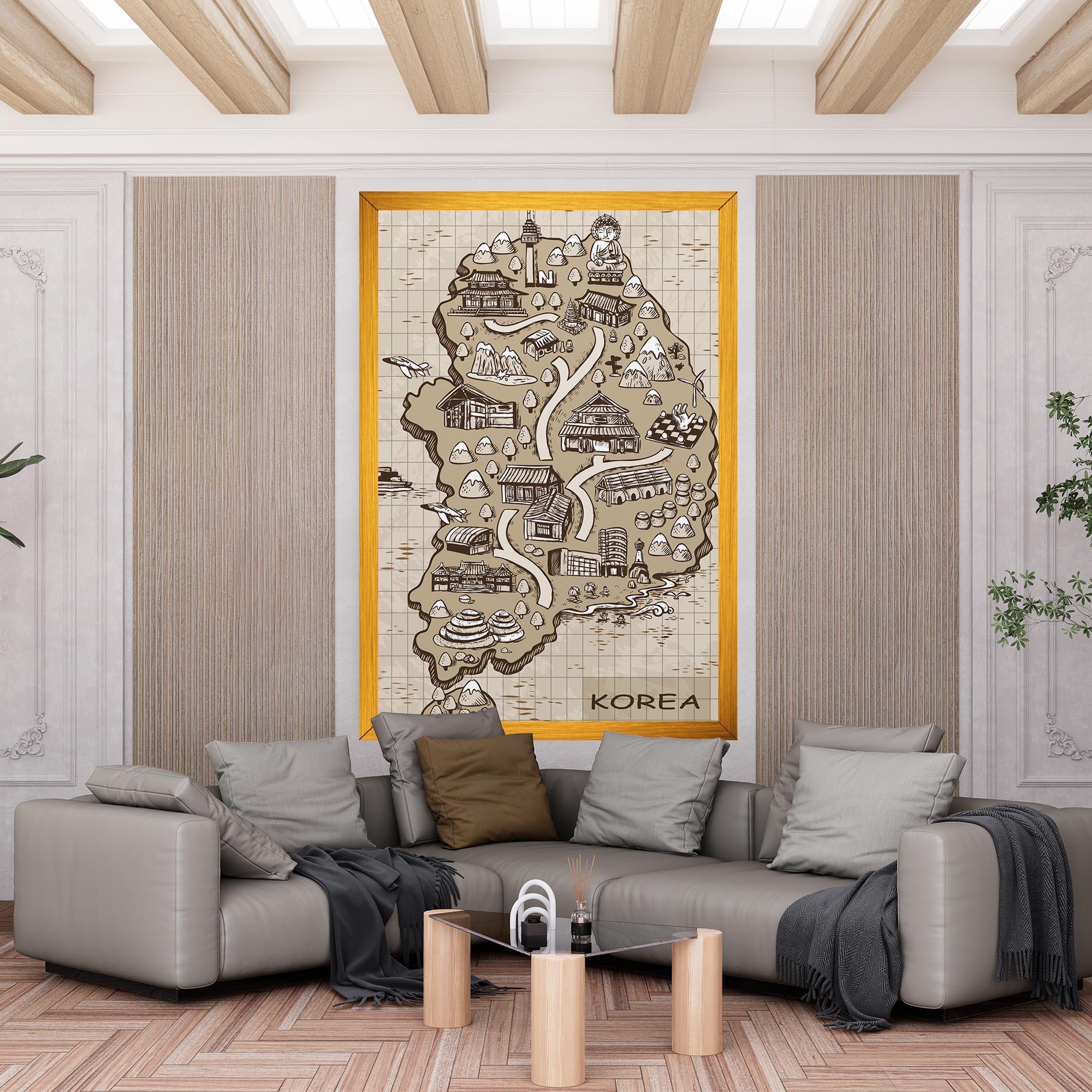 Vászonkép Old Korea Map mockup 6