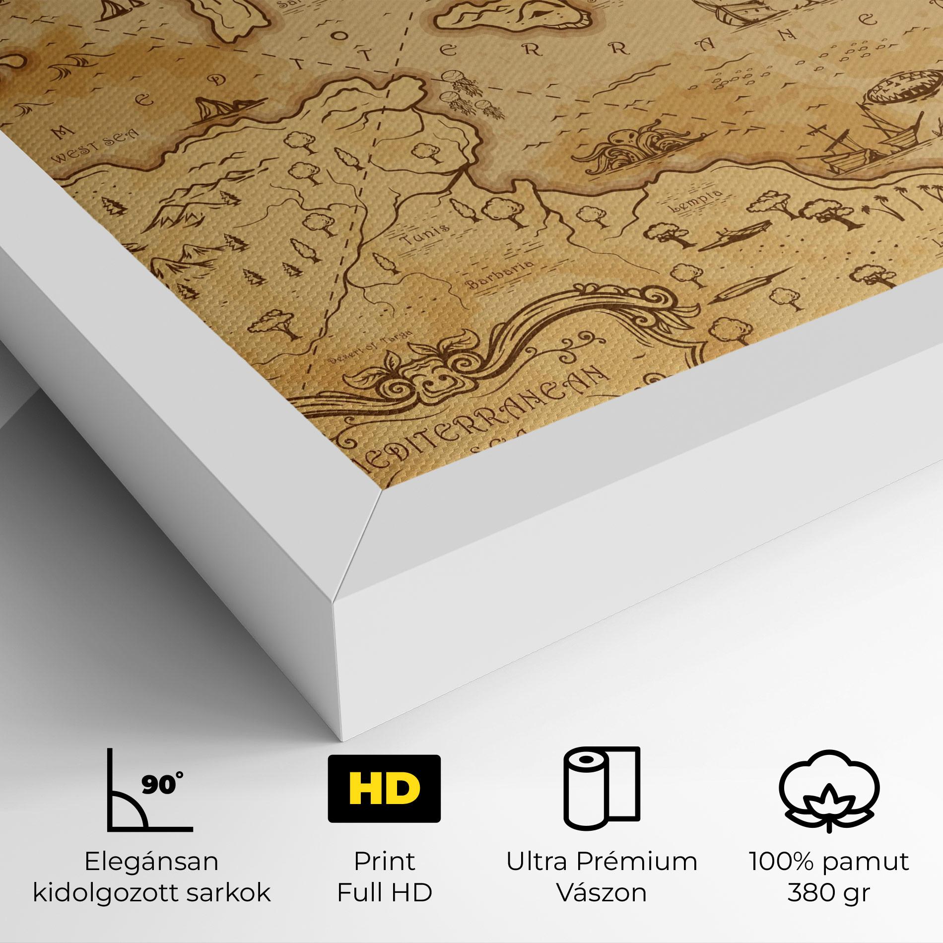 Vászonkép Cream Brown Map mockup 4