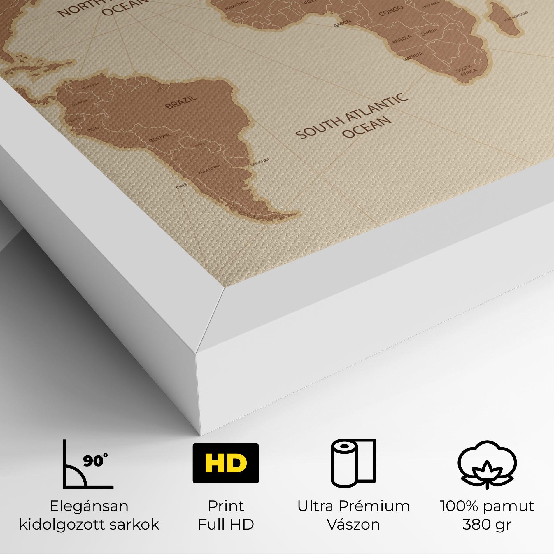 Vászonkép Cream Map Vintage mockup 4