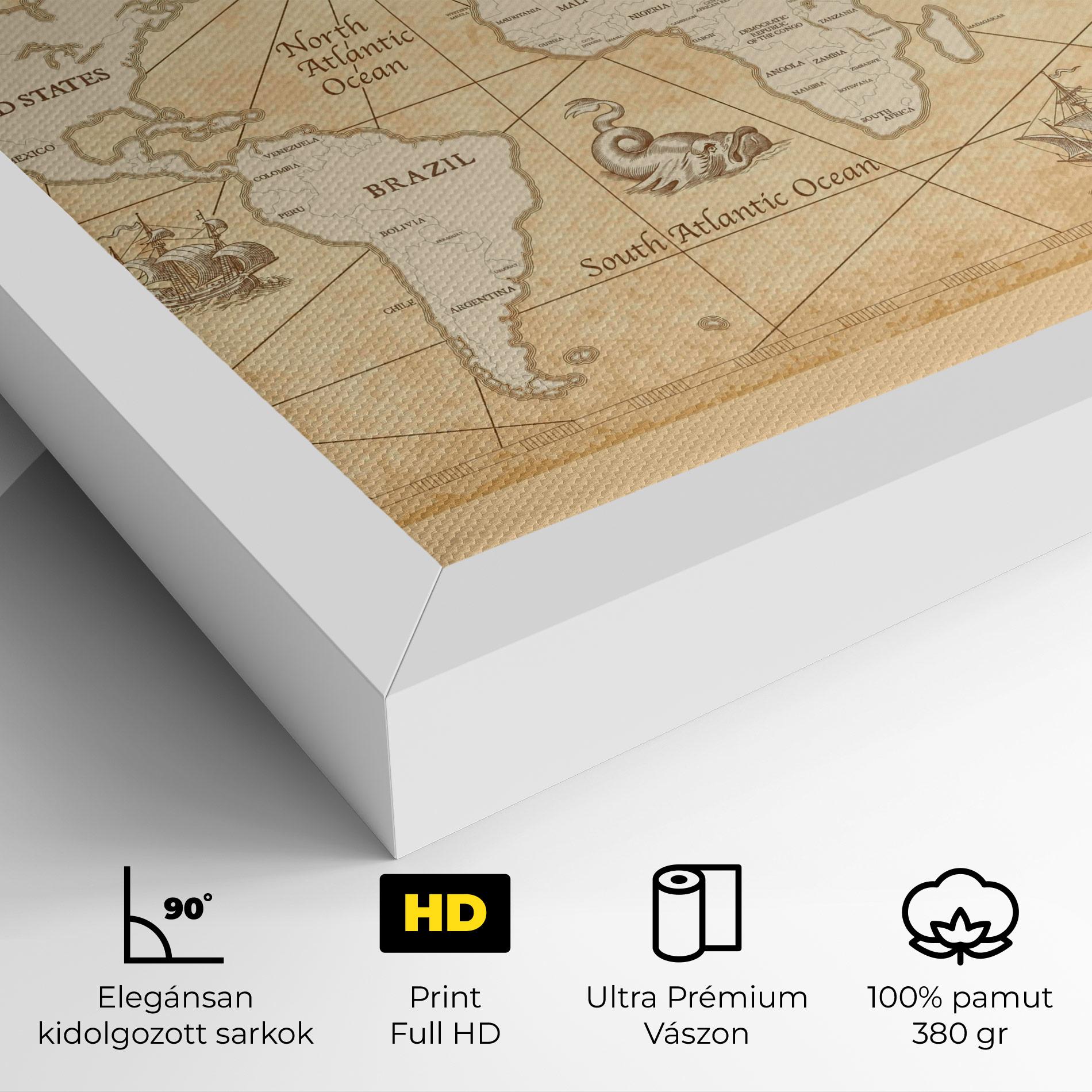 Vászonkép Cream Old Map mockup 4