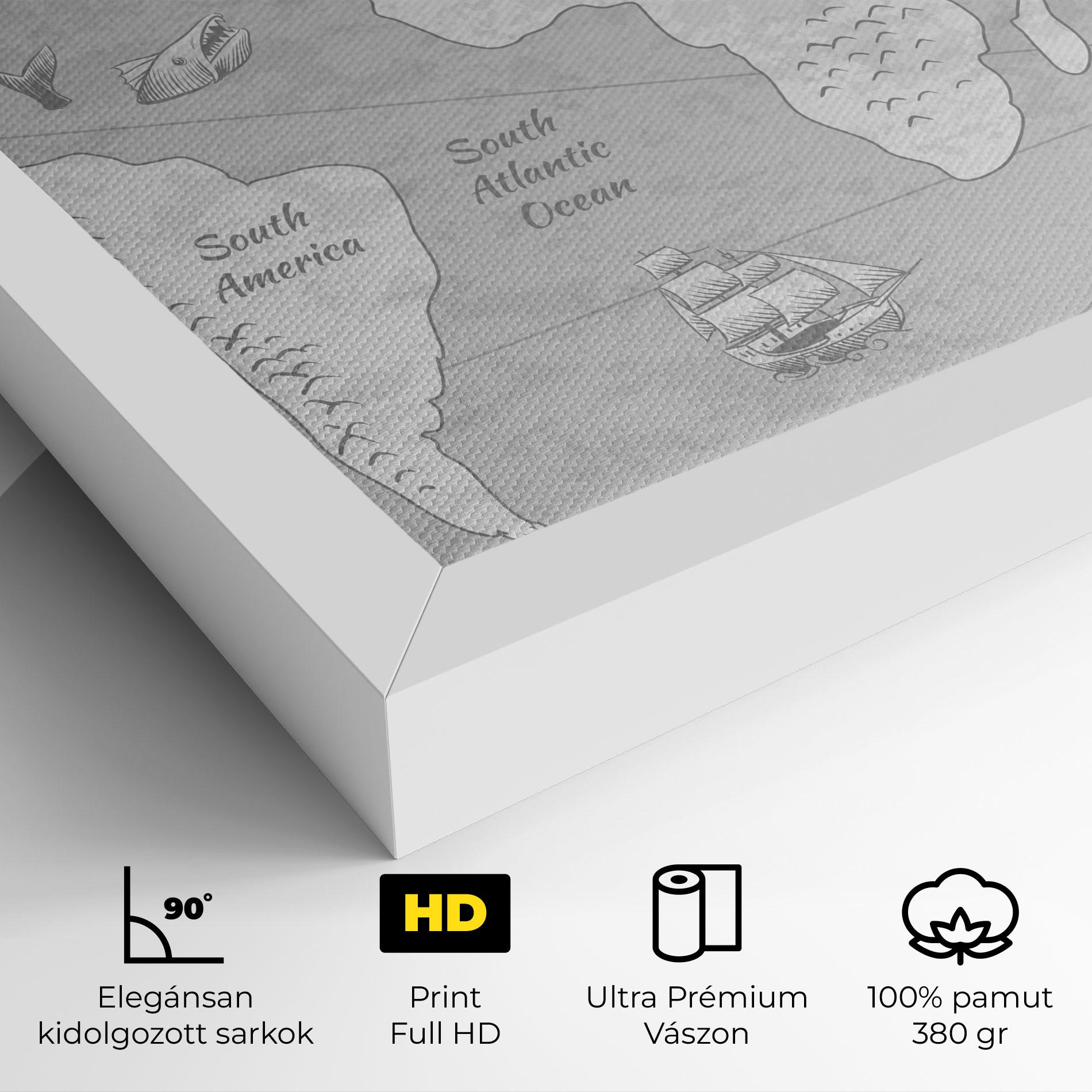 Vászonkép Grey Old Map mockup 4