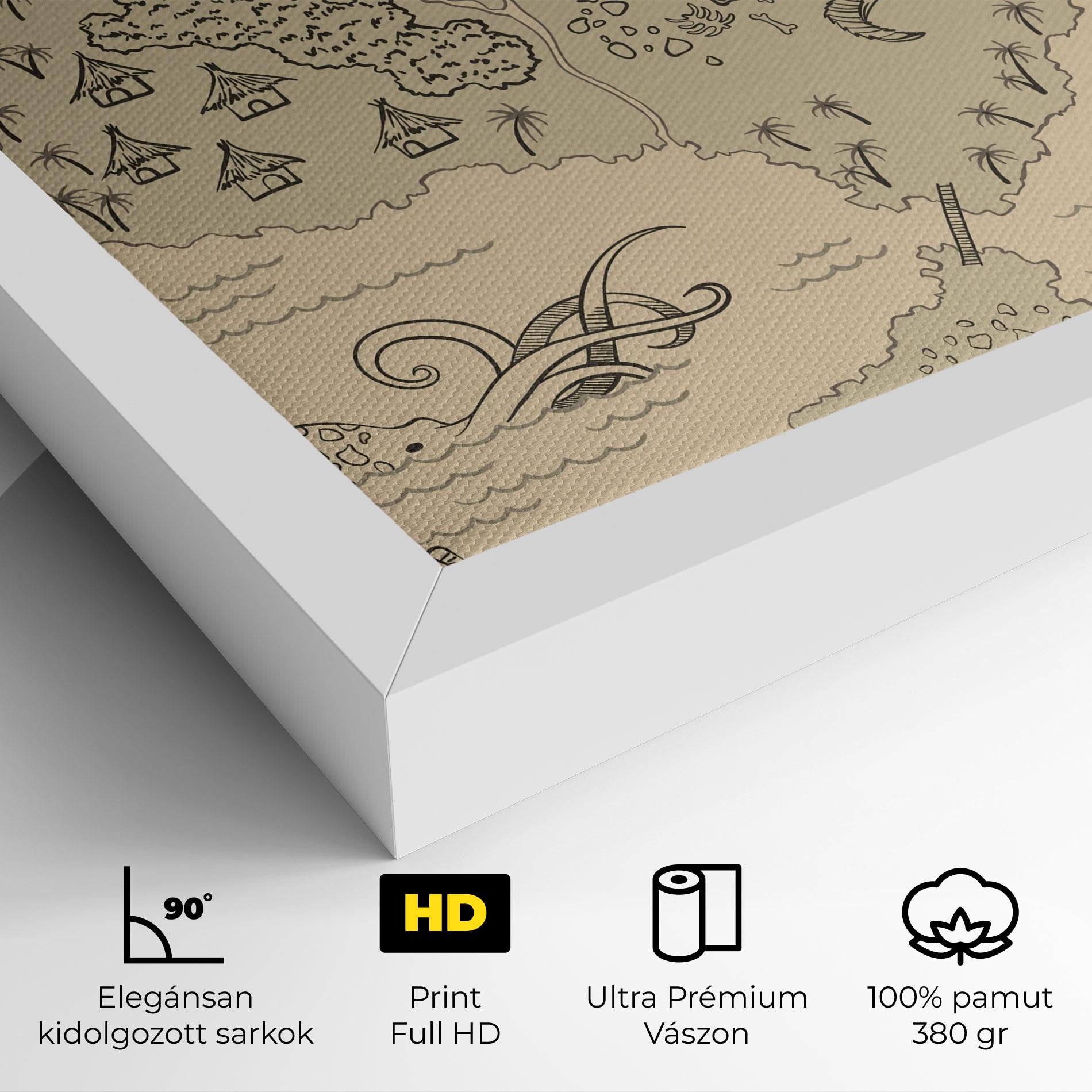 Vászonkép Island Old Map mockup 4