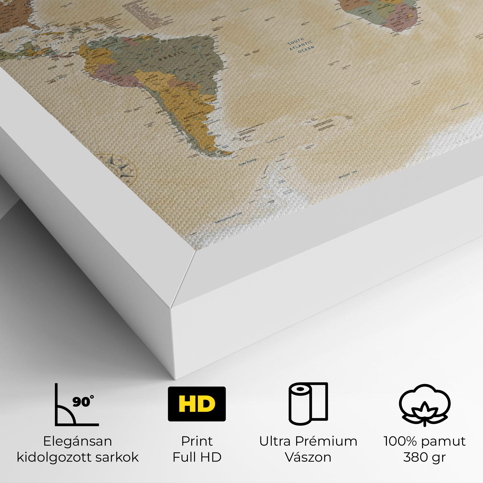 Vászonkép World Map Vintage mockup 4