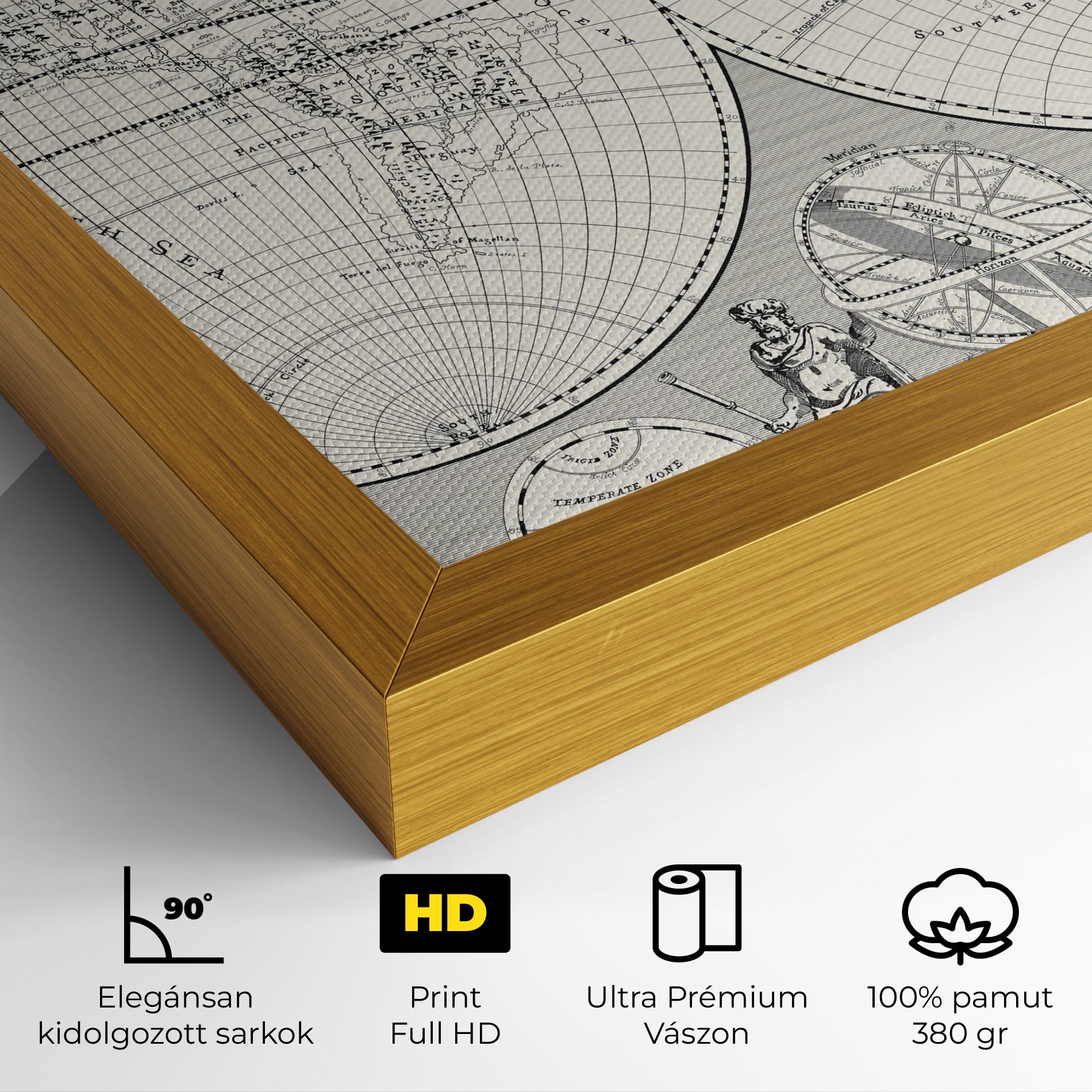 Vászonkép Black White Map mockup 4