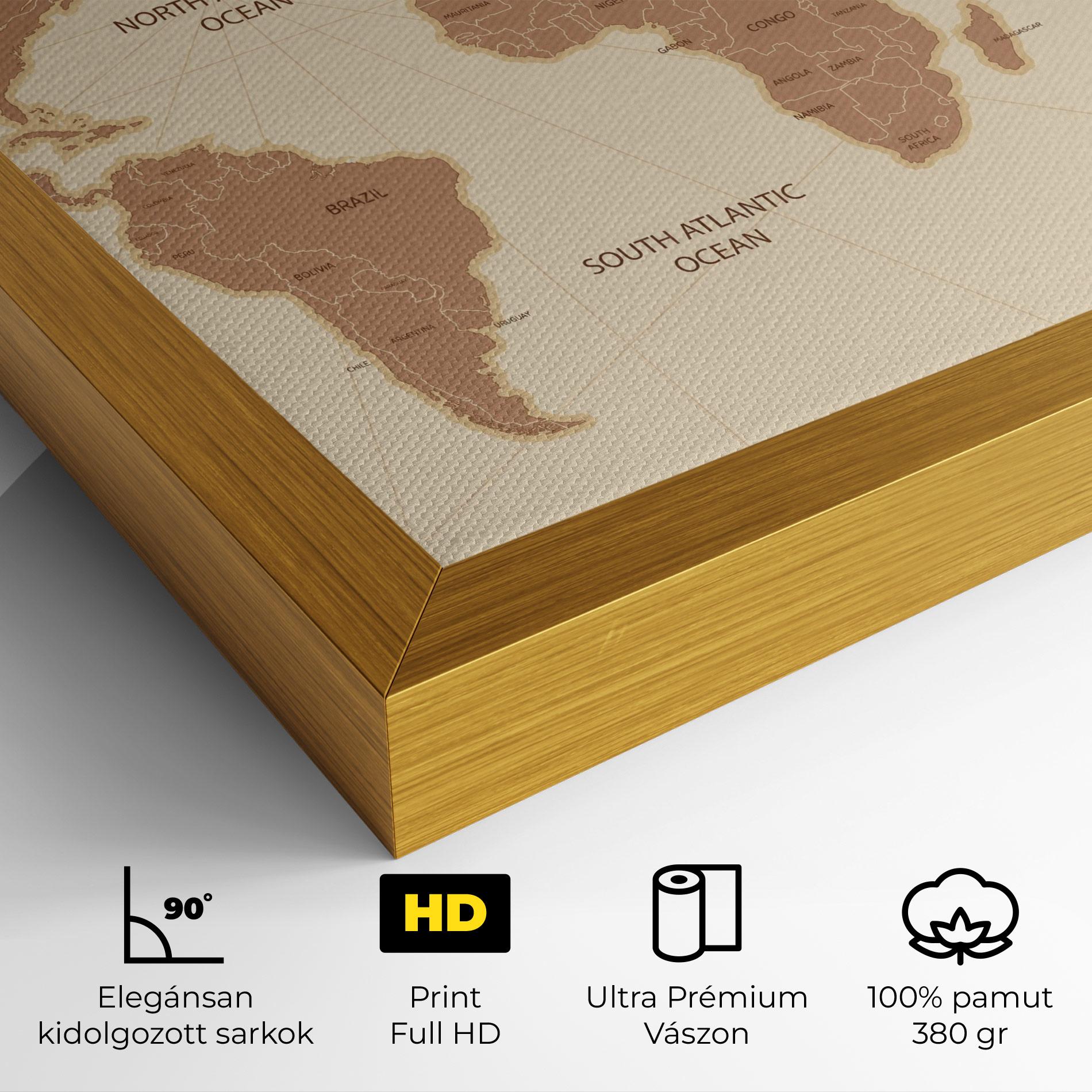 Vászonkép Cream Map Vintage mockup 4