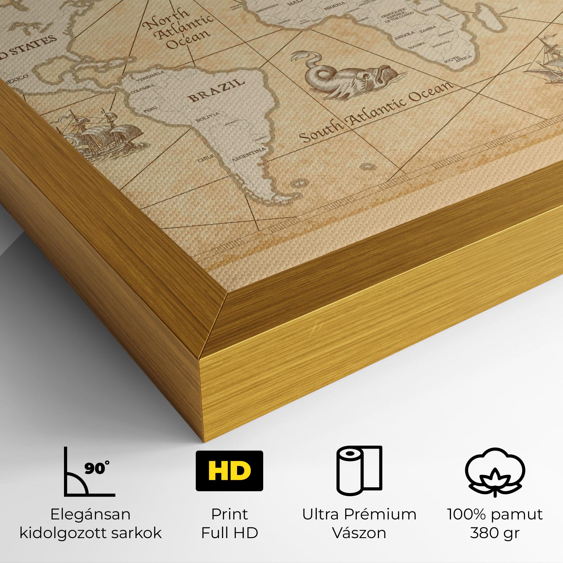 Vászonkép Cream Old Map mockup 4