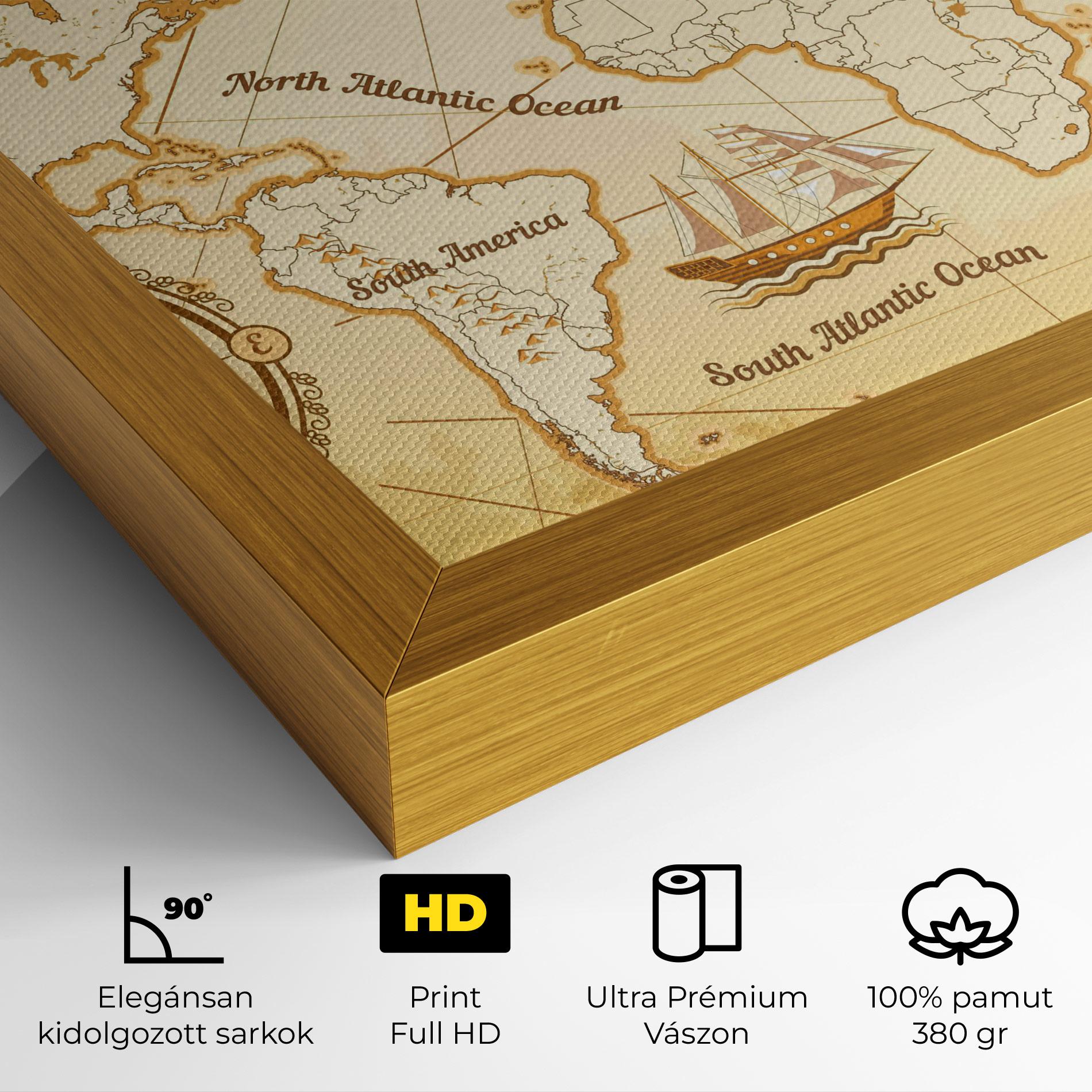 Vászonkép Gold Old Map mockup 4