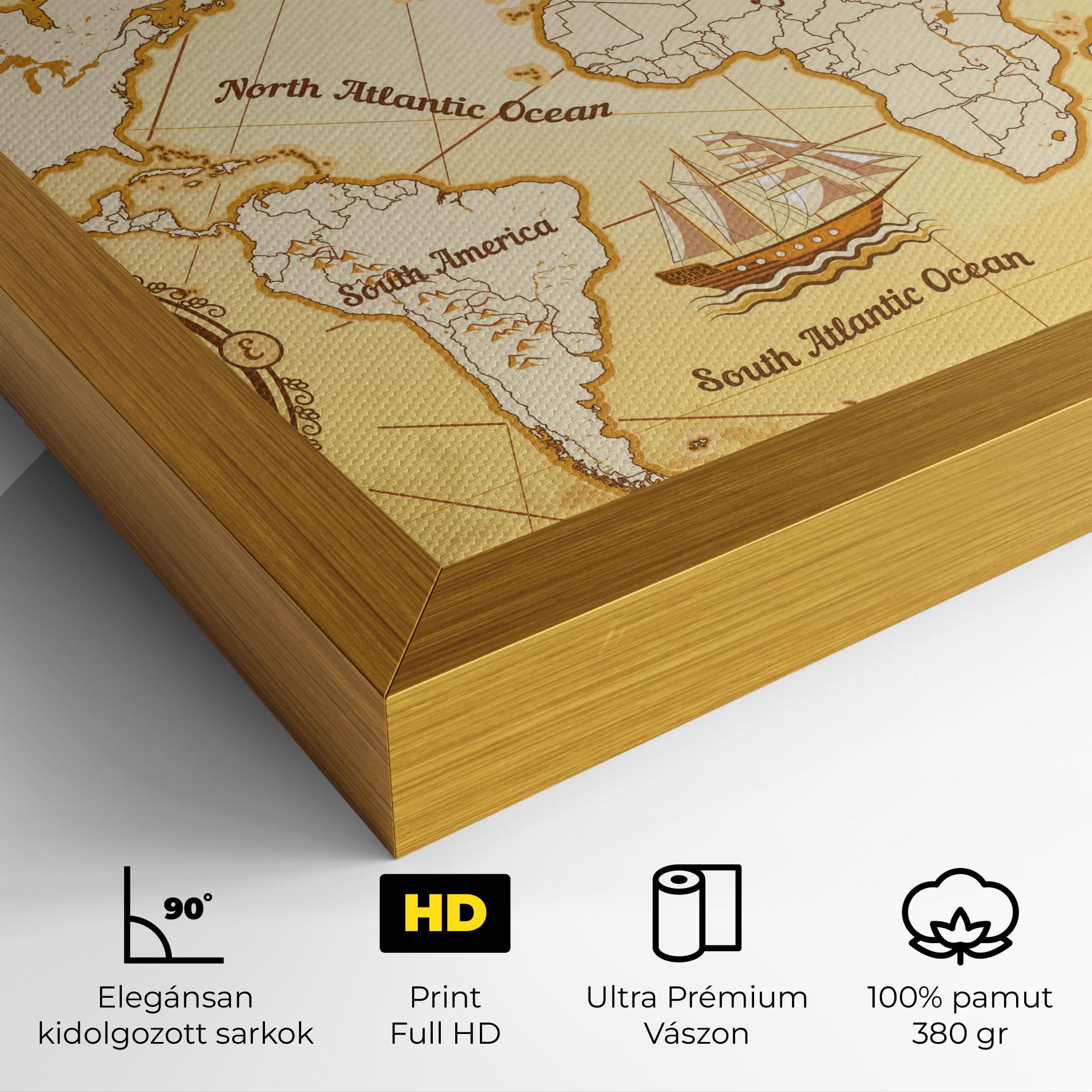 Vászonkép Gold Vintage Map mockup 4