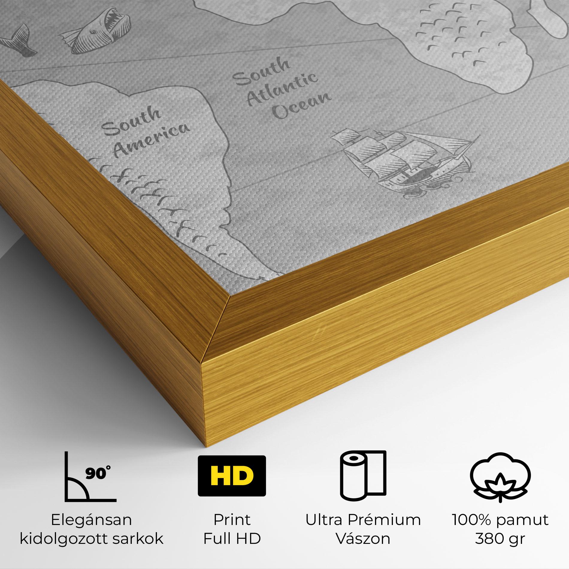 Vászonkép Grey Old Map mockup 4
