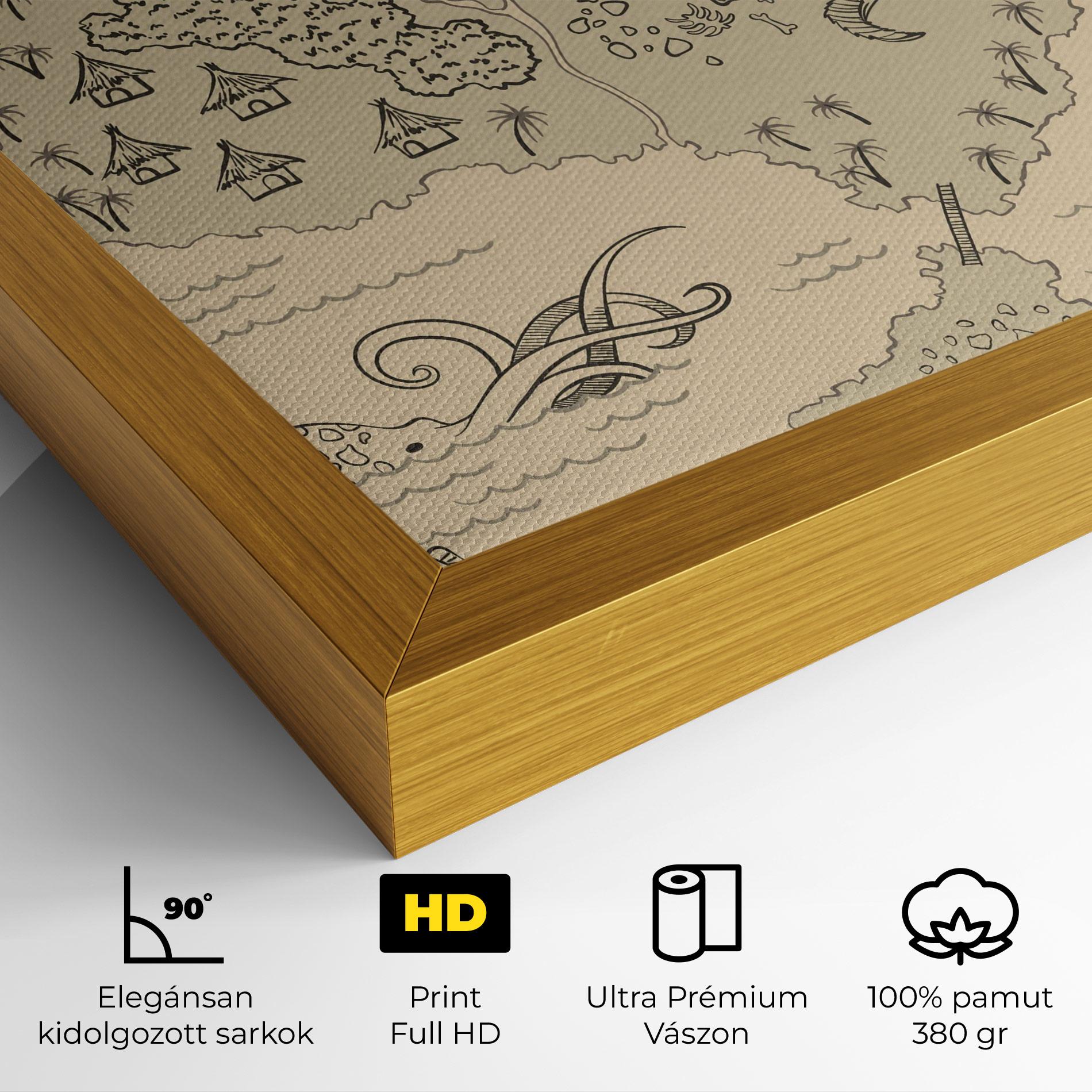 Vászonkép Island Old Map mockup 4