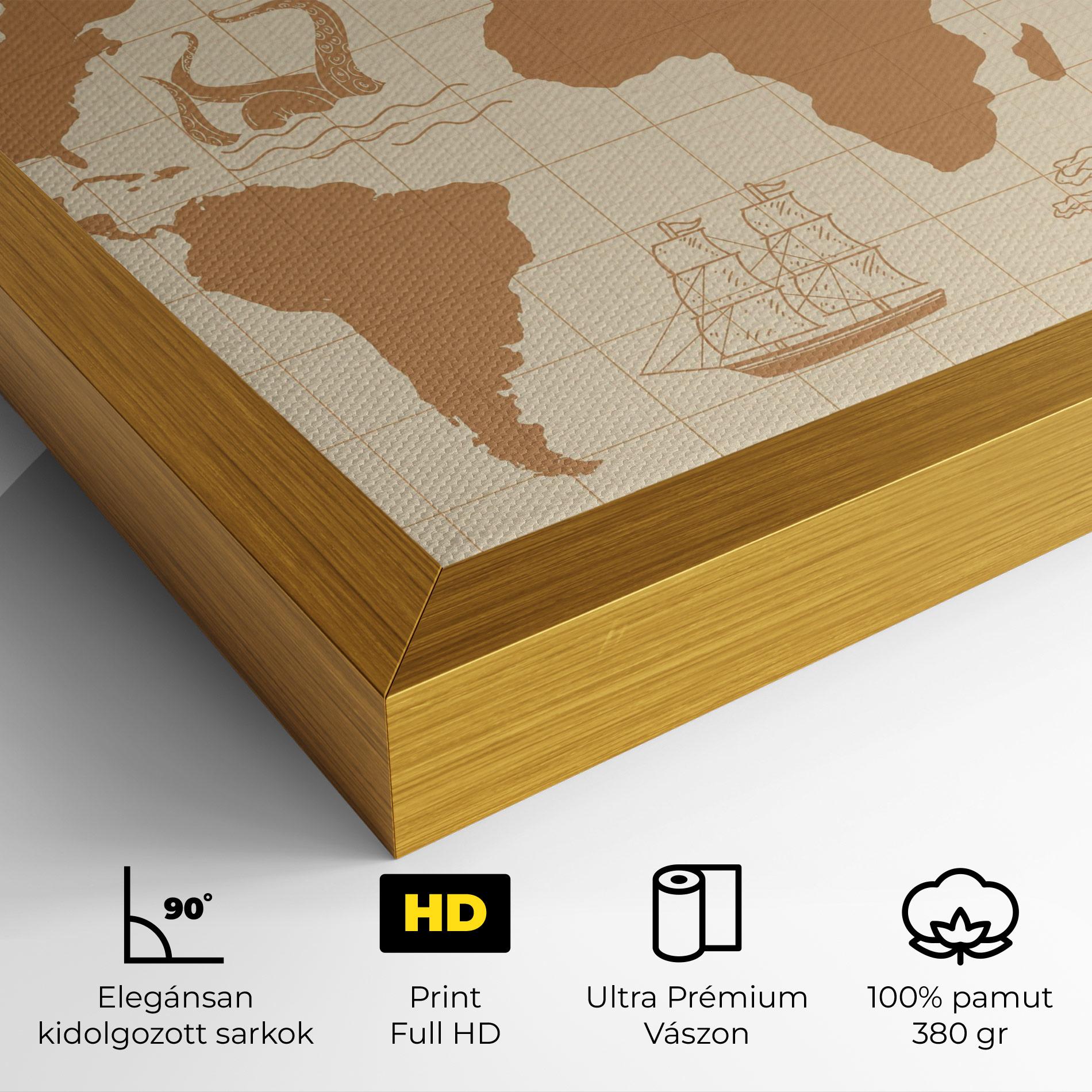 Vászonkép Light Cream Map mockup 4