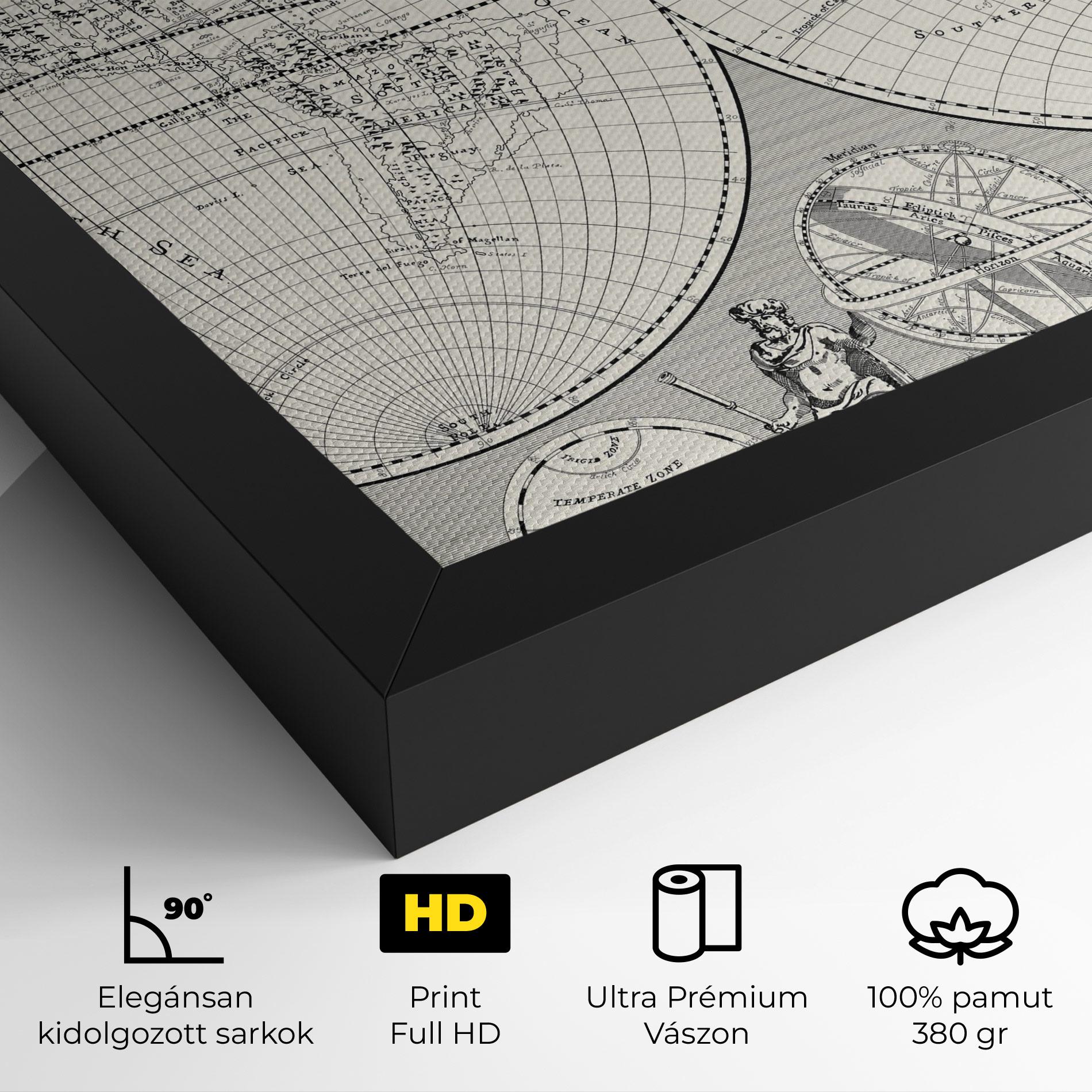 Vászonkép Black White Map mockup 4