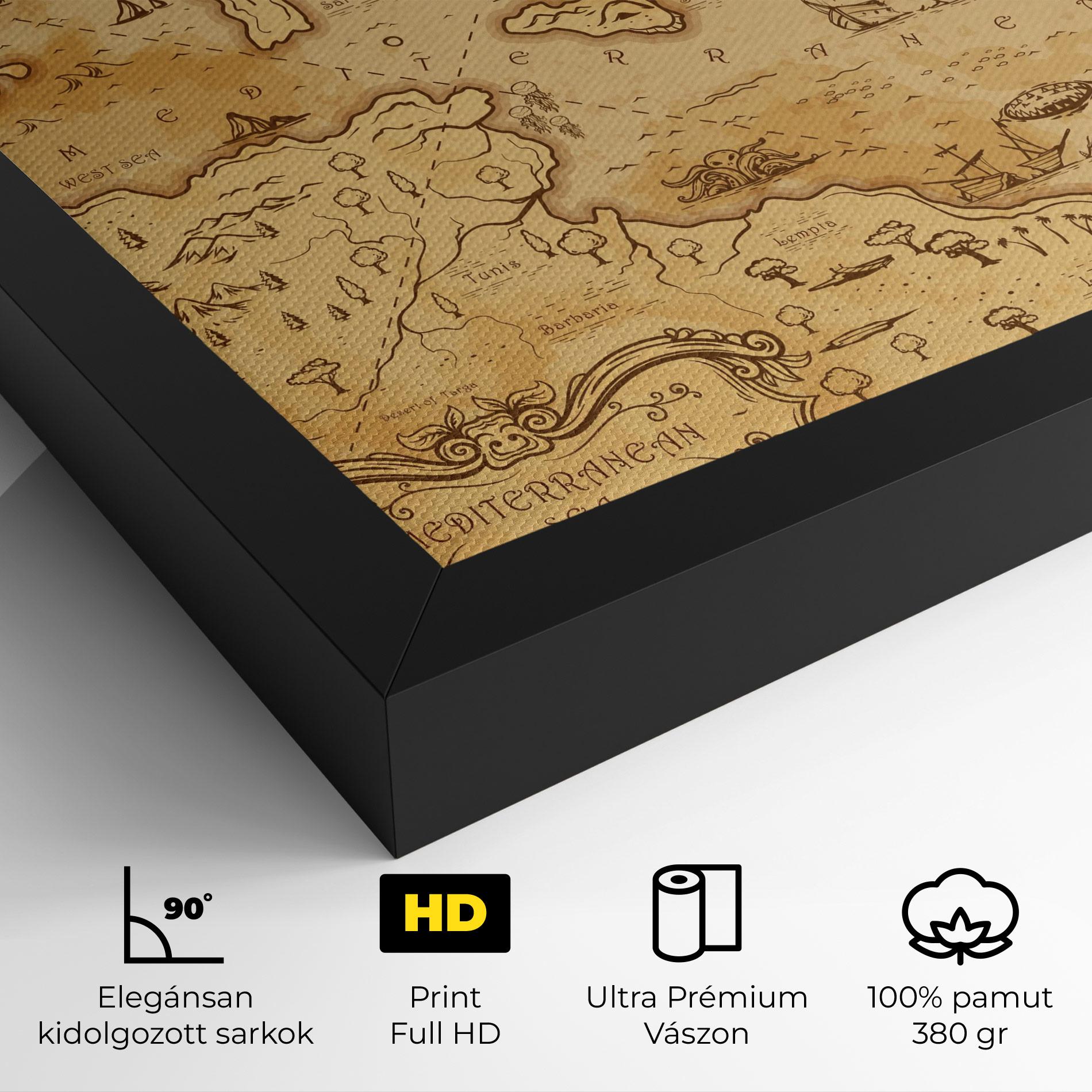 Vászonkép Cream Brown Map mockup 4